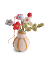 Gry and Sif Felt Ornament Vase with Stripes & Flowers