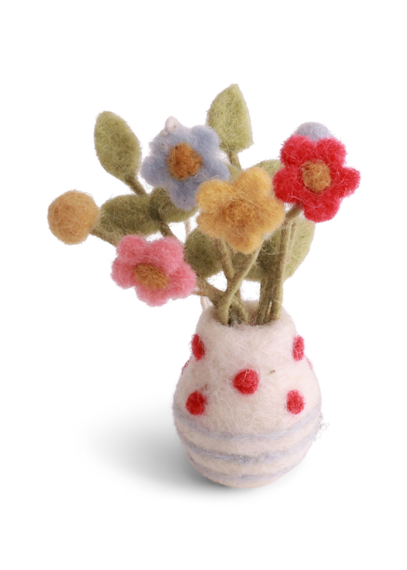 Gry and Sif Felt Ornament Vase with Stripes, Dots  & Flowers