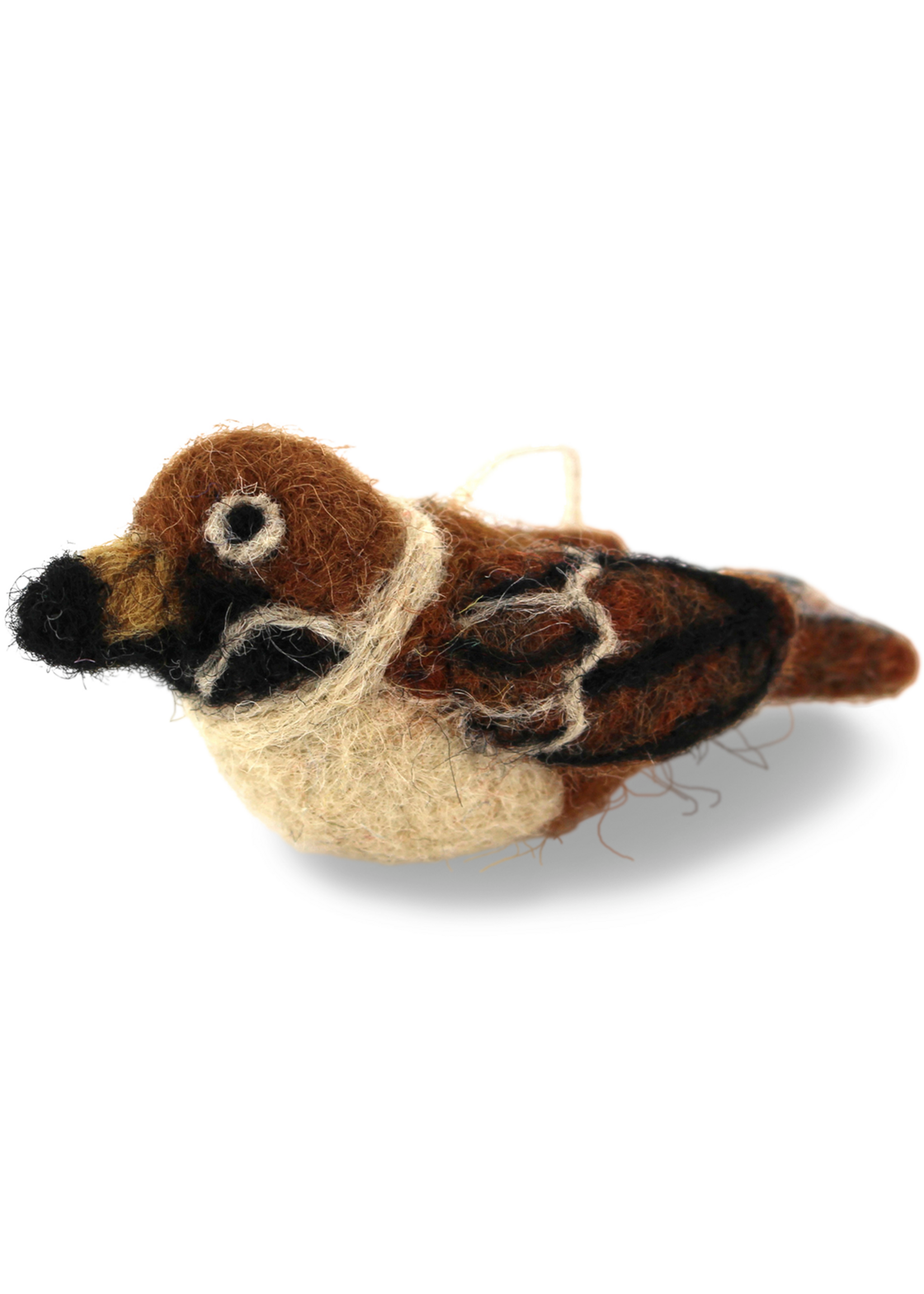 Gry and Sif Bird Felt Ornament - Sparrow