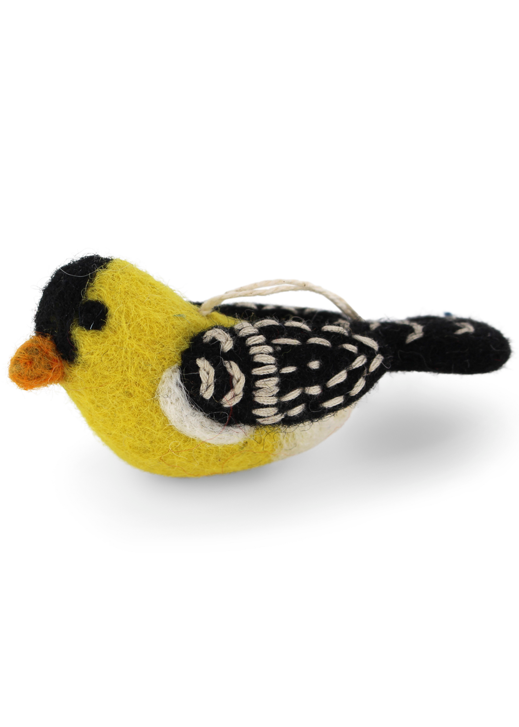 Gry and Sif Bird Felt Ornament - Gold Finch