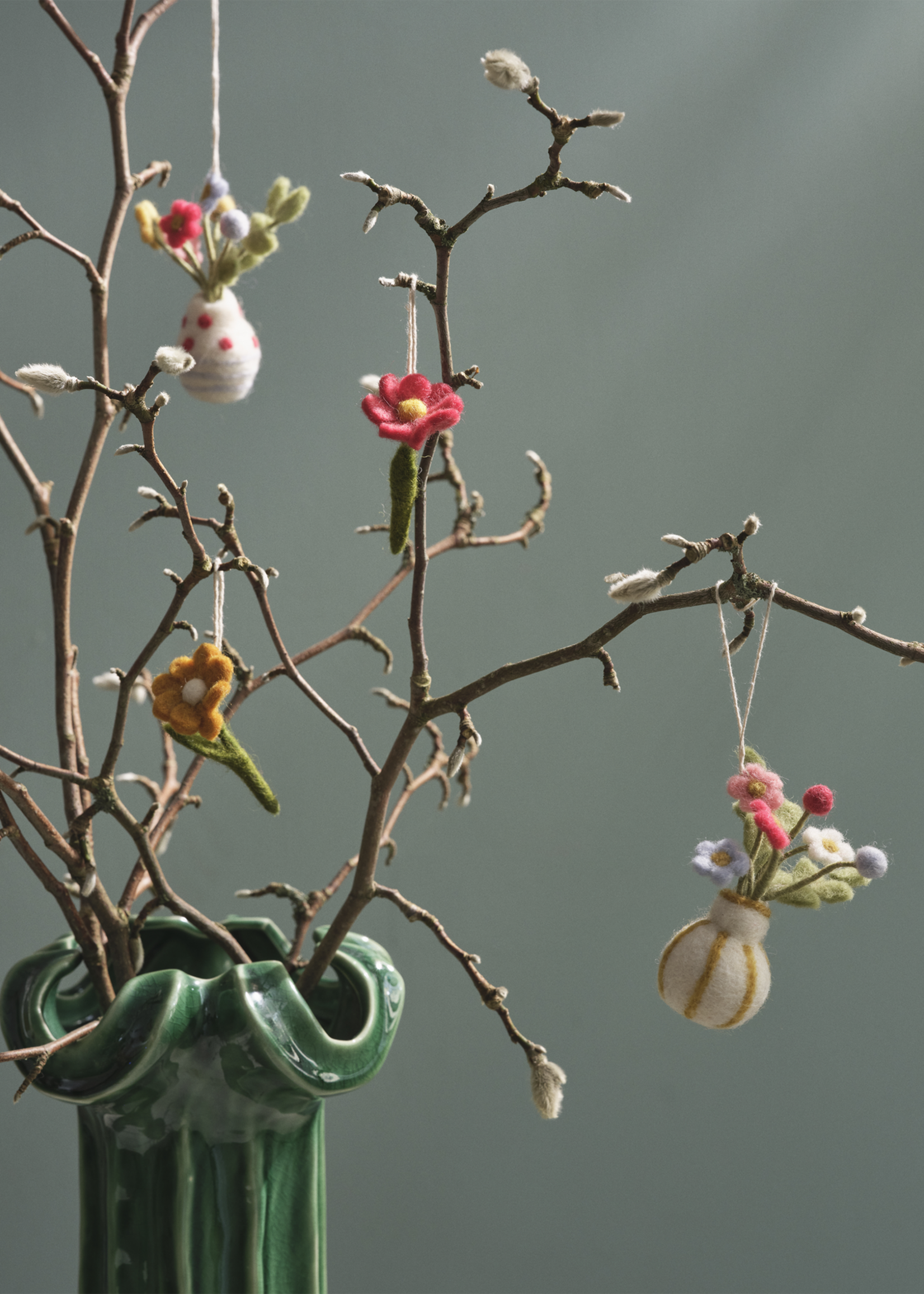 Gry and Sif 2.5" Mini Felt Flower Anemone Ornament