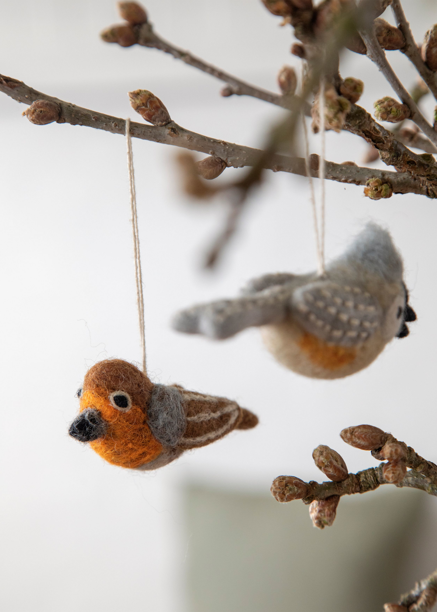 Gry and Sif Bird Felt Ornament - Robin