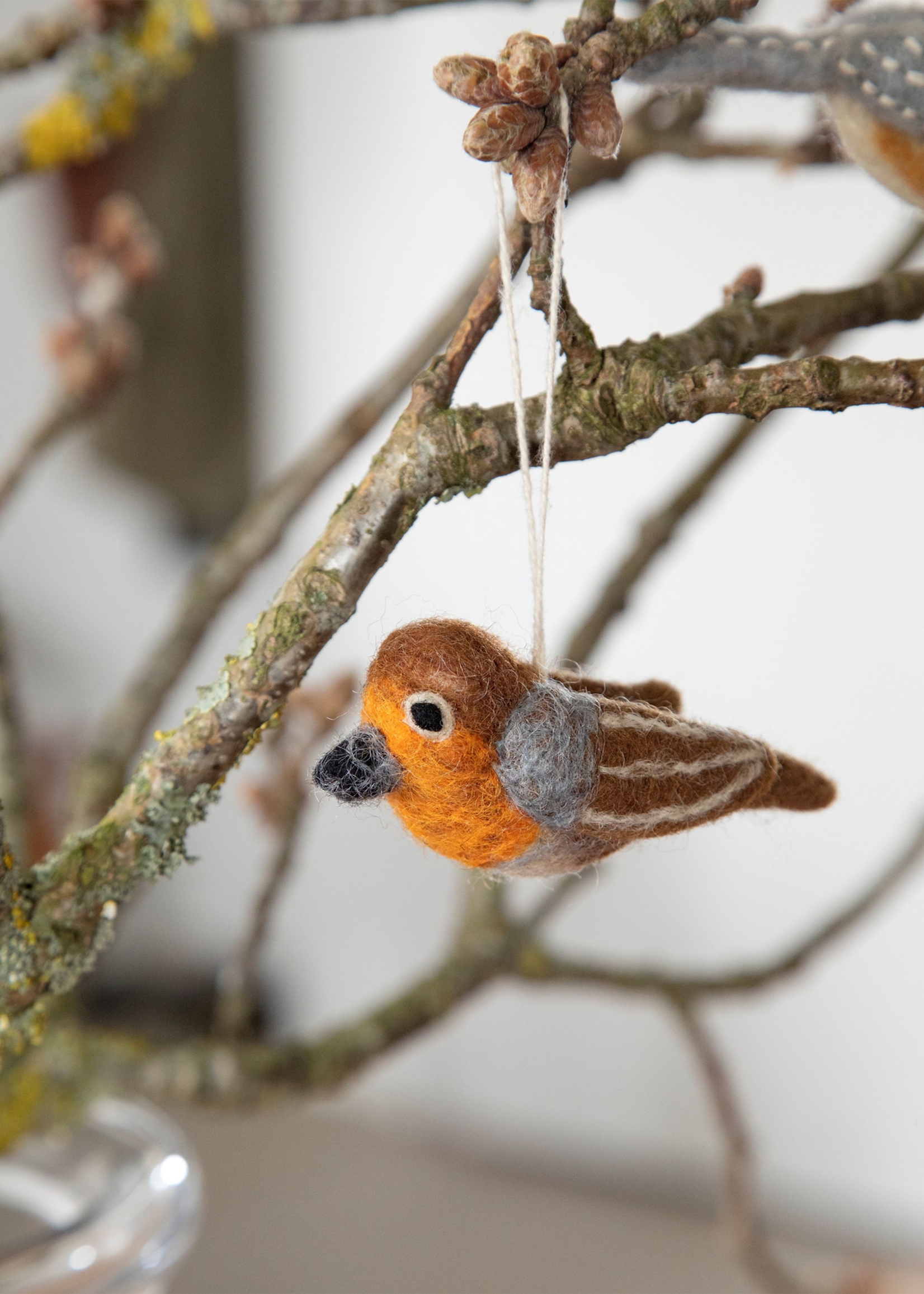 Gry and Sif Bird Felt Ornament - Robin
