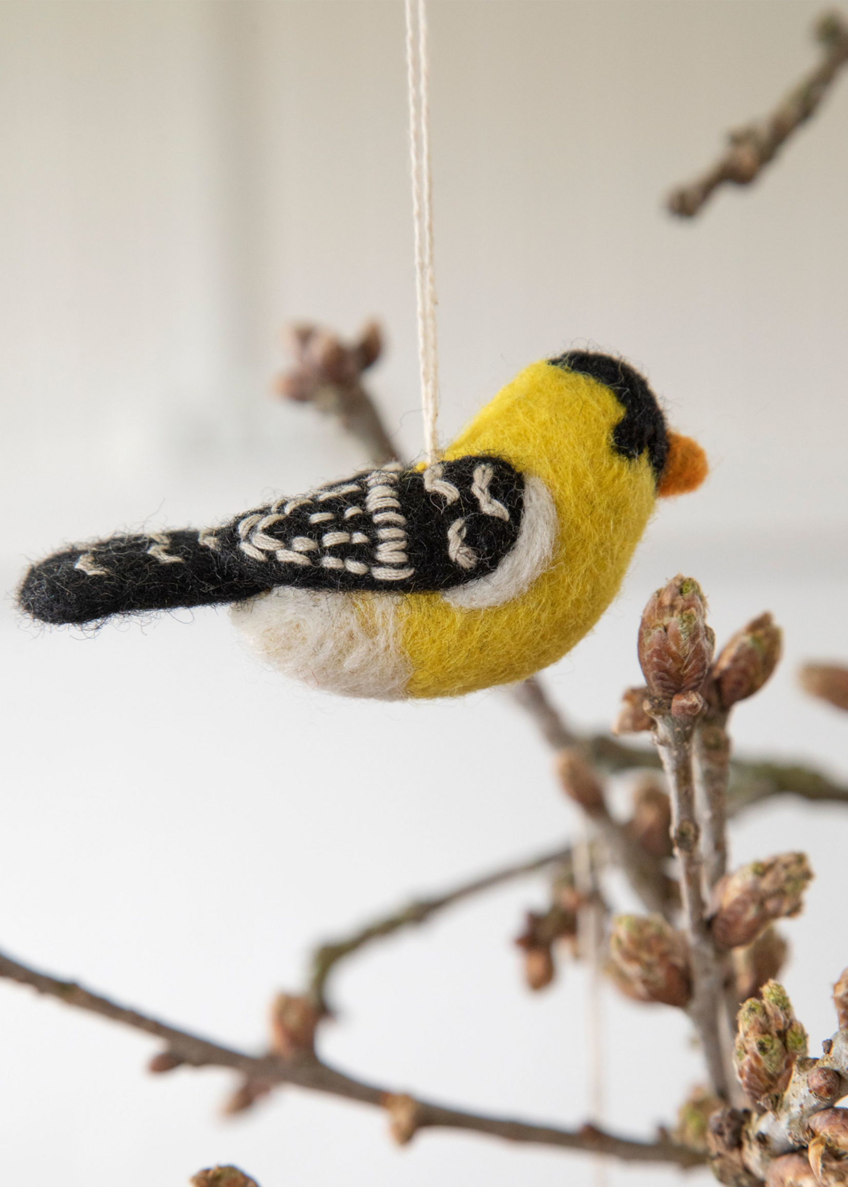 Gry and Sif Bird Felt Ornament - Gold Finch