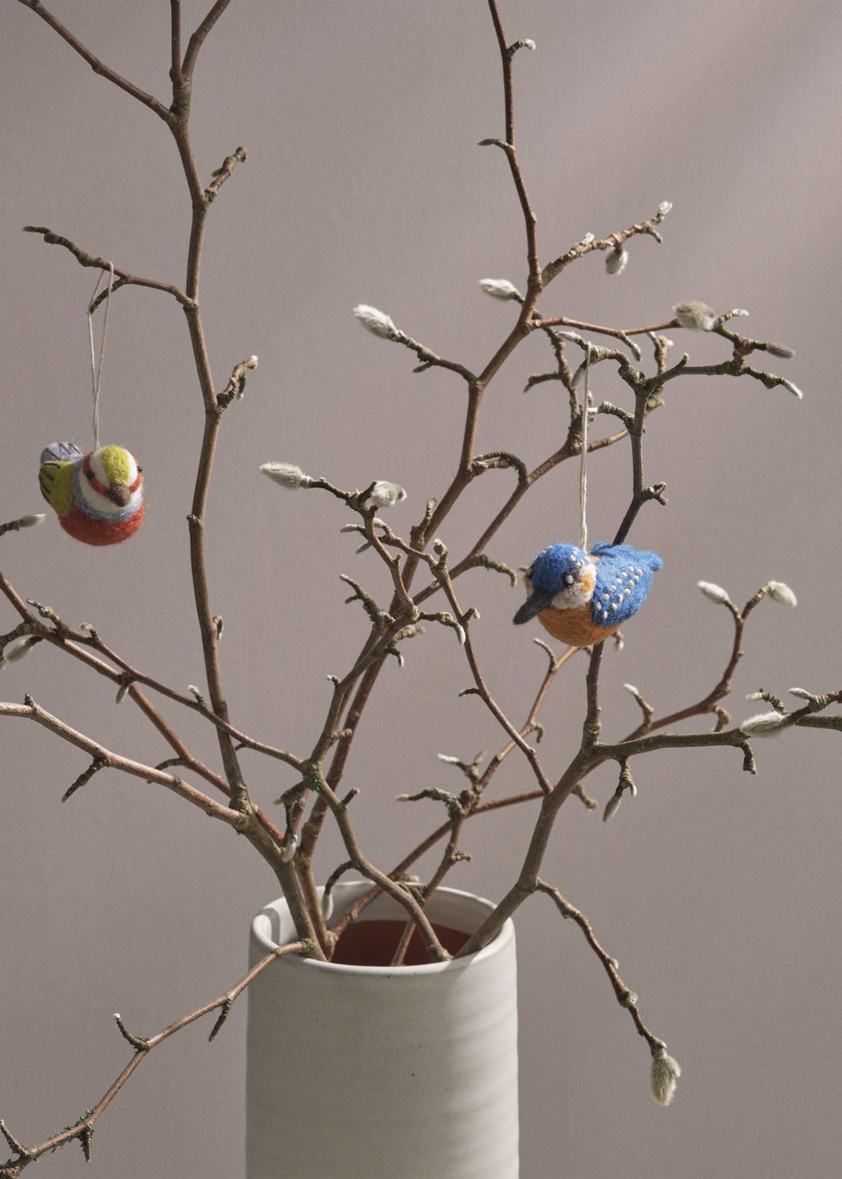 Gry and Sif Bird Felt Ornament - Silver Eye