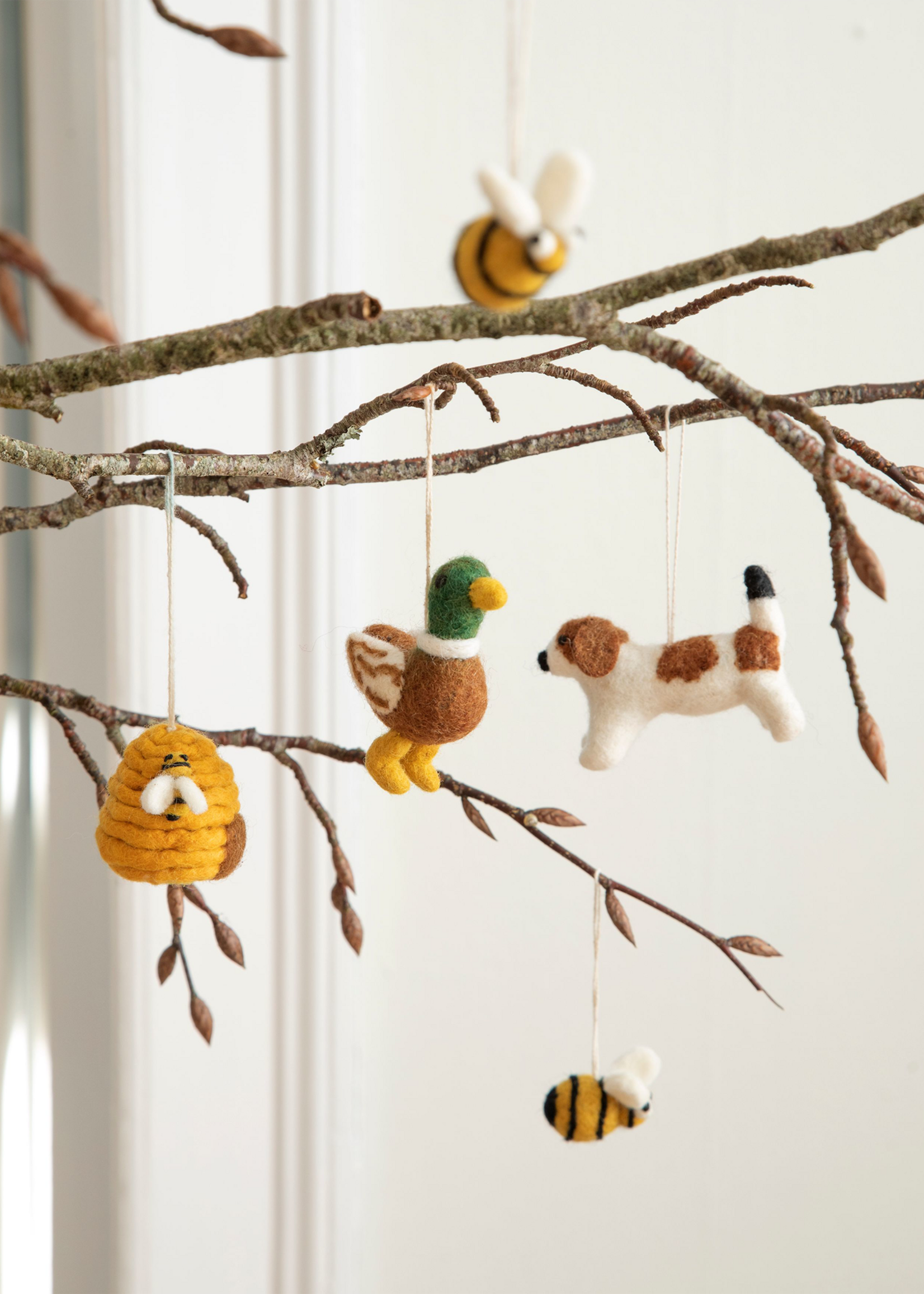 Gry and Sif Felt Bee House Ornament