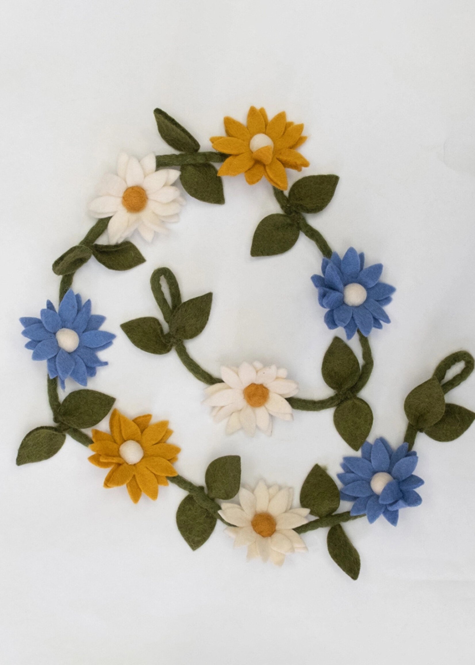 Blue, White and Yellow Daisy Felt Garland