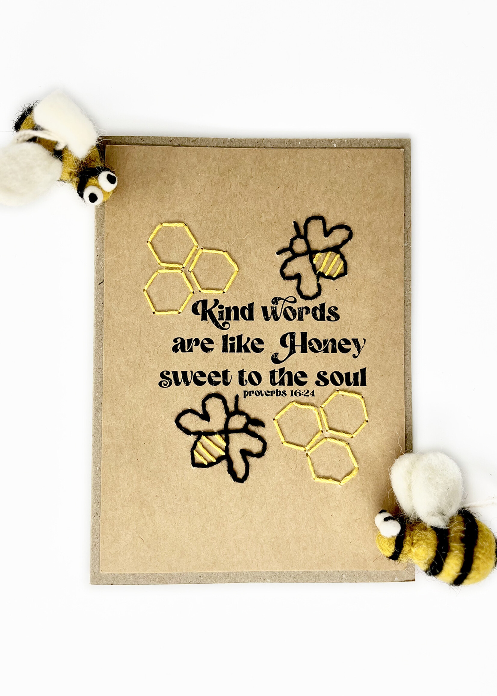 Rosie's Boutique Haiti Kind Words Bee Handstitched Card
