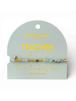 Ethic Goods Morse Code Gold & Stone Beaded Bracelet - TEACHER