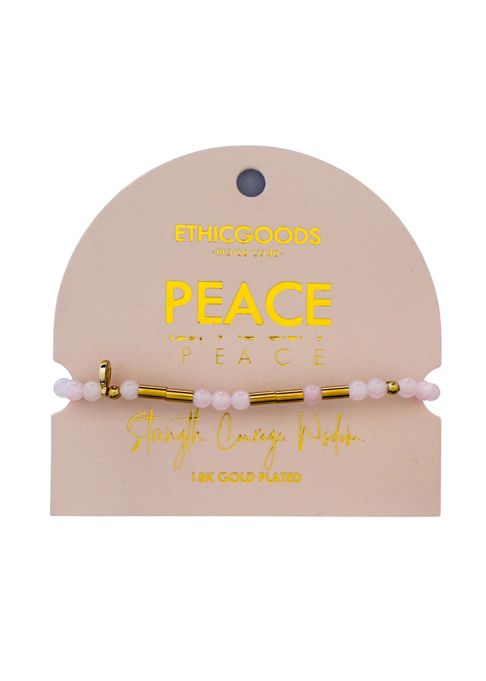 Ethic Goods Morse Code Gold & Stone Beaded Bracelet - PEACE