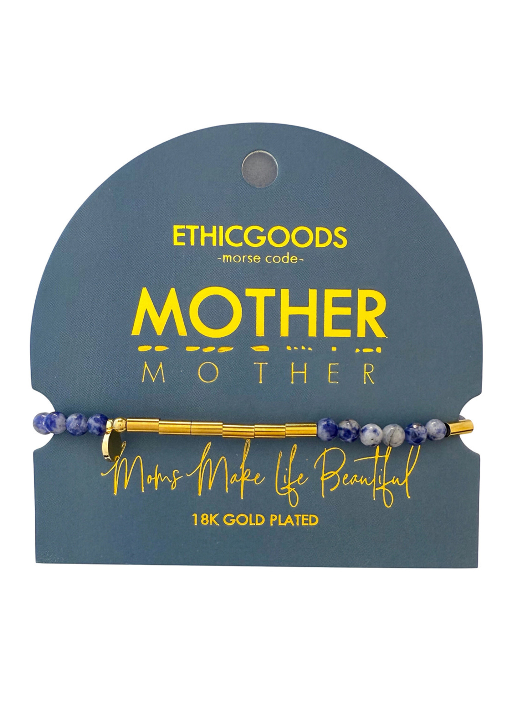 Ethic Goods Morse Code Gold & Stone Beaded Bracelet - MOTHER