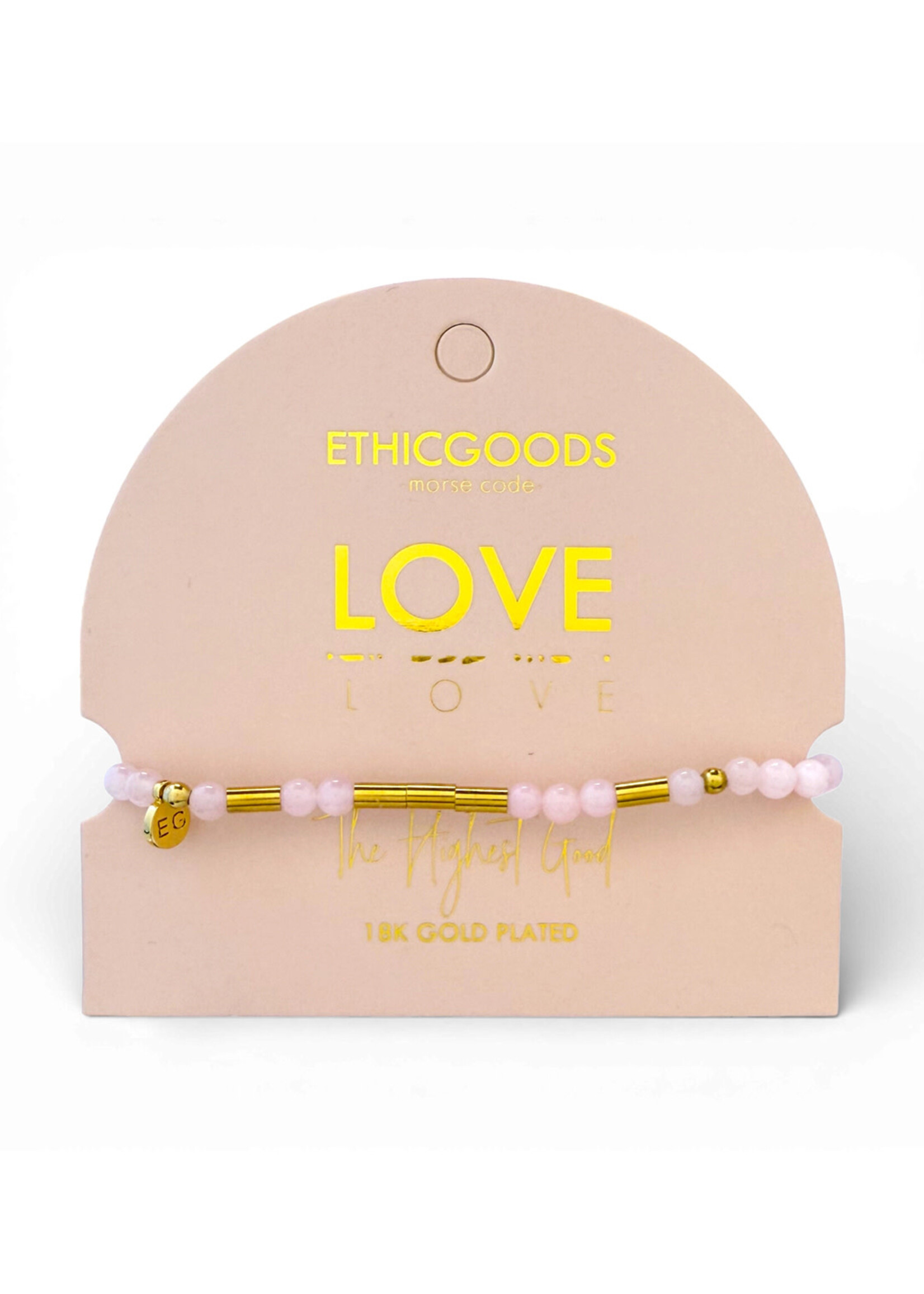 Ethic Goods Morse Code Gold & Stone Beaded Bracelet - LOVE
