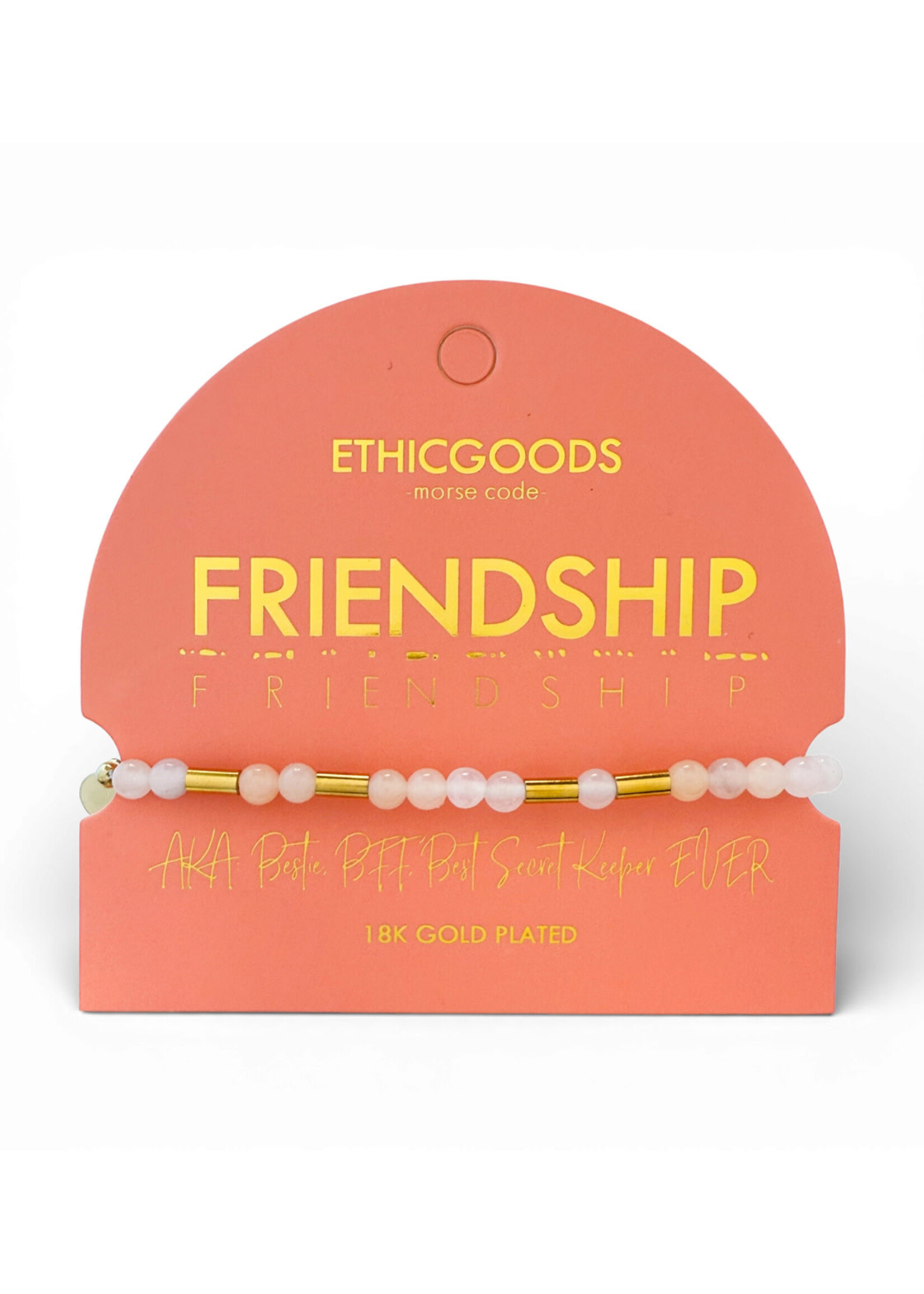 Ethic Goods Morse Code Gold & Stone Beaded Bracelet - FRIENDSHIP