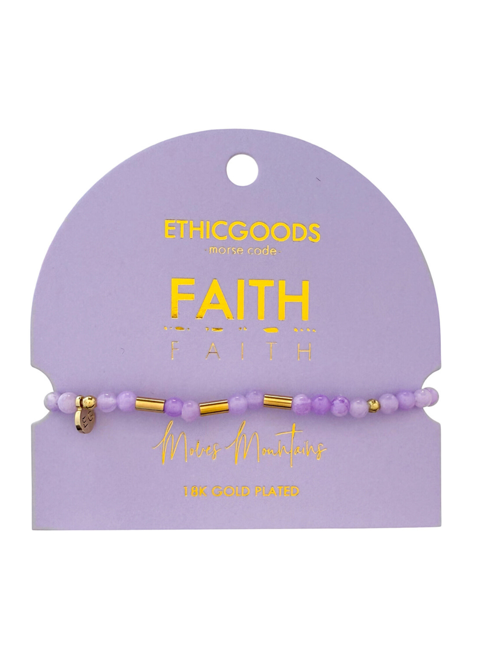 Ethic Goods Morse Code Gold & Stone Beaded Bracelet - FAITH