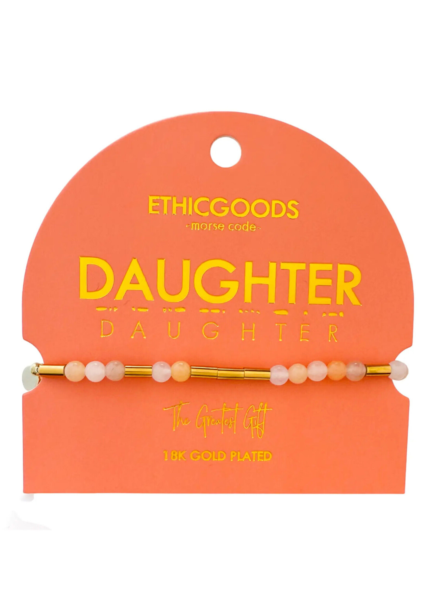 Ethic Goods Morse Code Gold & Stone Beaded Bracelet - DAUGHTER