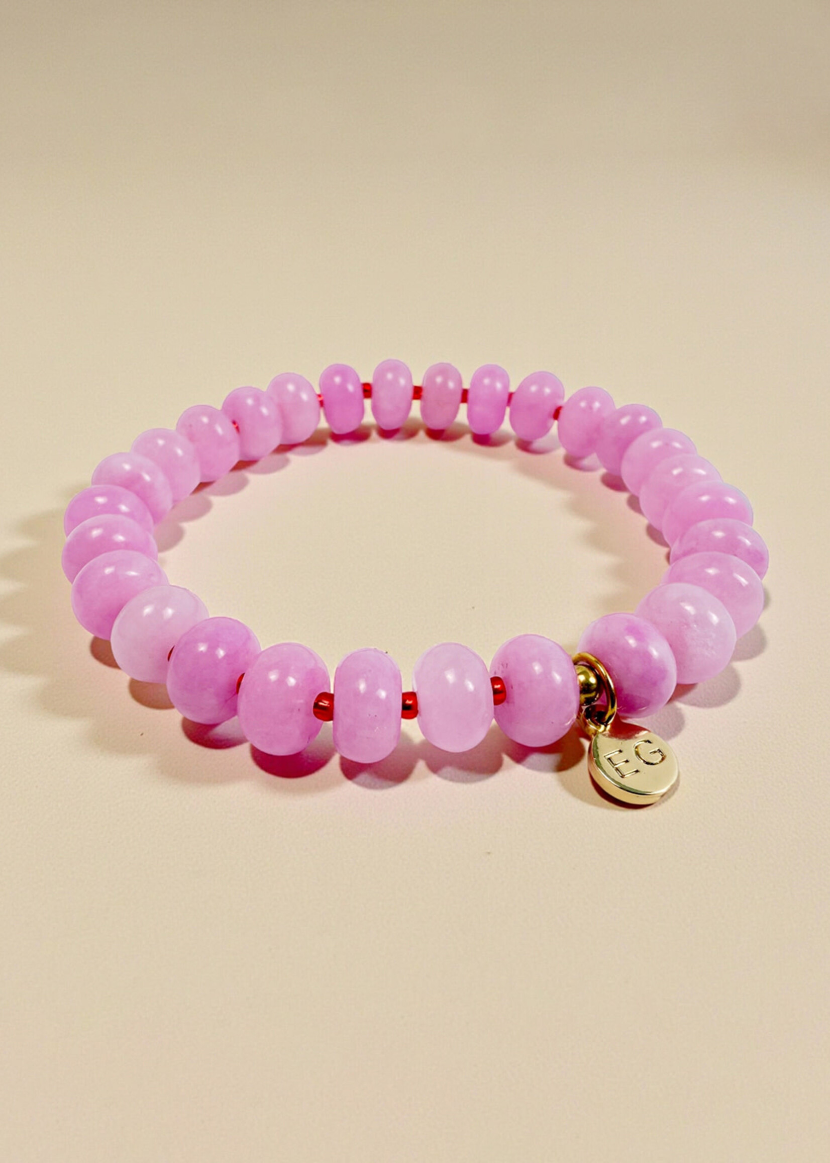 Ethic Goods Rose Pink Quartz Rondelle Gemstone Beaded Bracelet