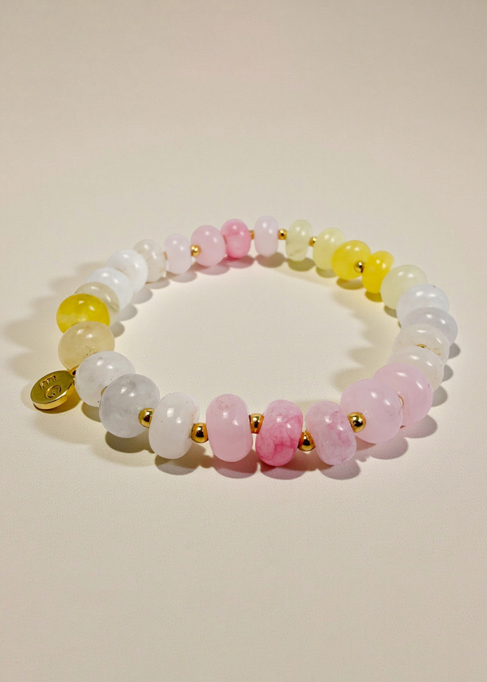 Ethic Goods Pink Lemonade Rondelle Gemstone Beaded Bracelet