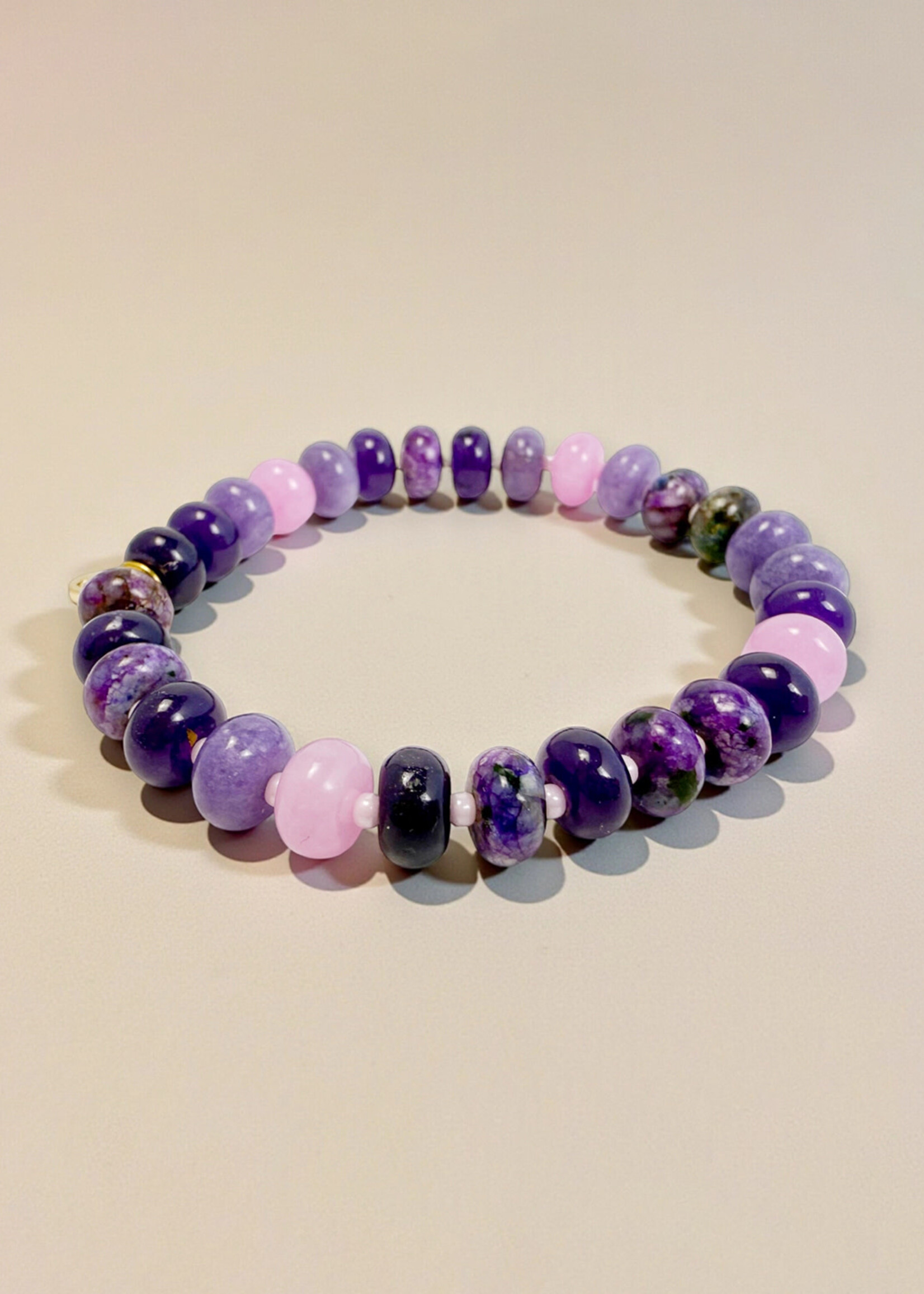 Ethic Goods Lavender Haze Rondelle Gemstone Beaded Bracelet