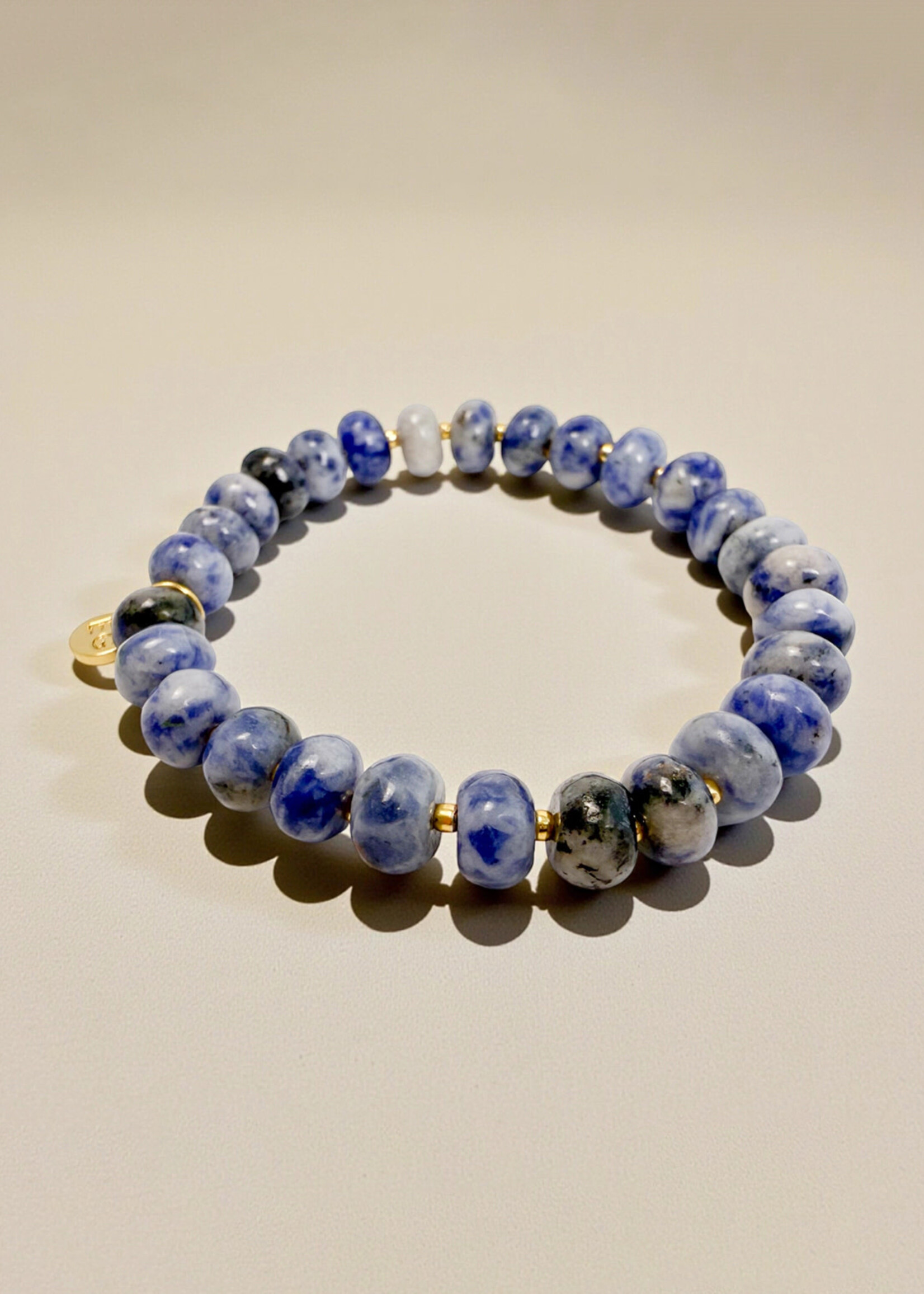 Ethic Goods Lapis Rondelle Gemstone Beaded Bracelet