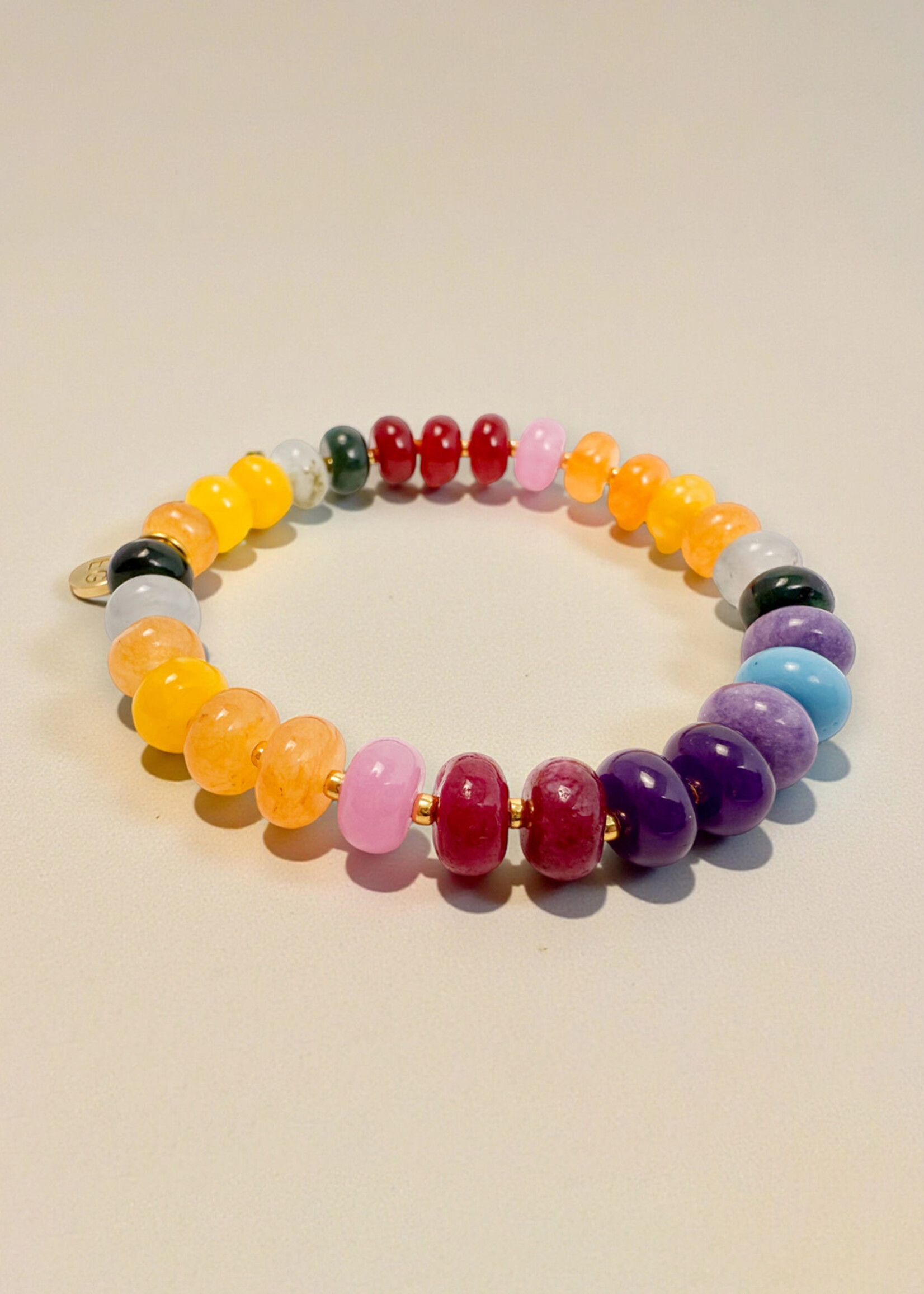 Ethic Goods Harvest Rainbow Rondelle Gemstone Beaded Bracelet