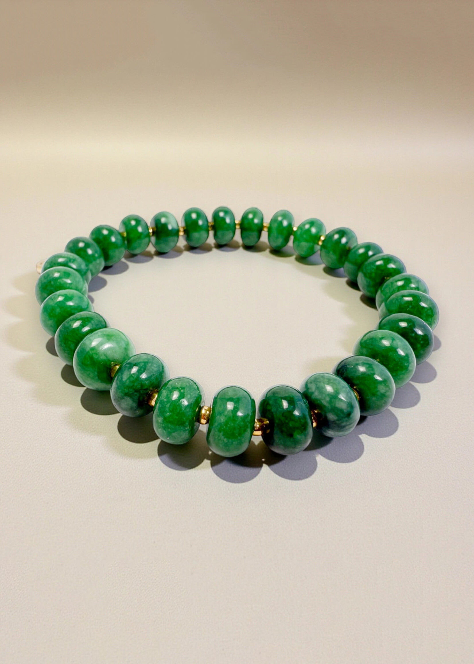 Ethic Goods Green Jade Rondelle Gemstone Beaded Bracelet