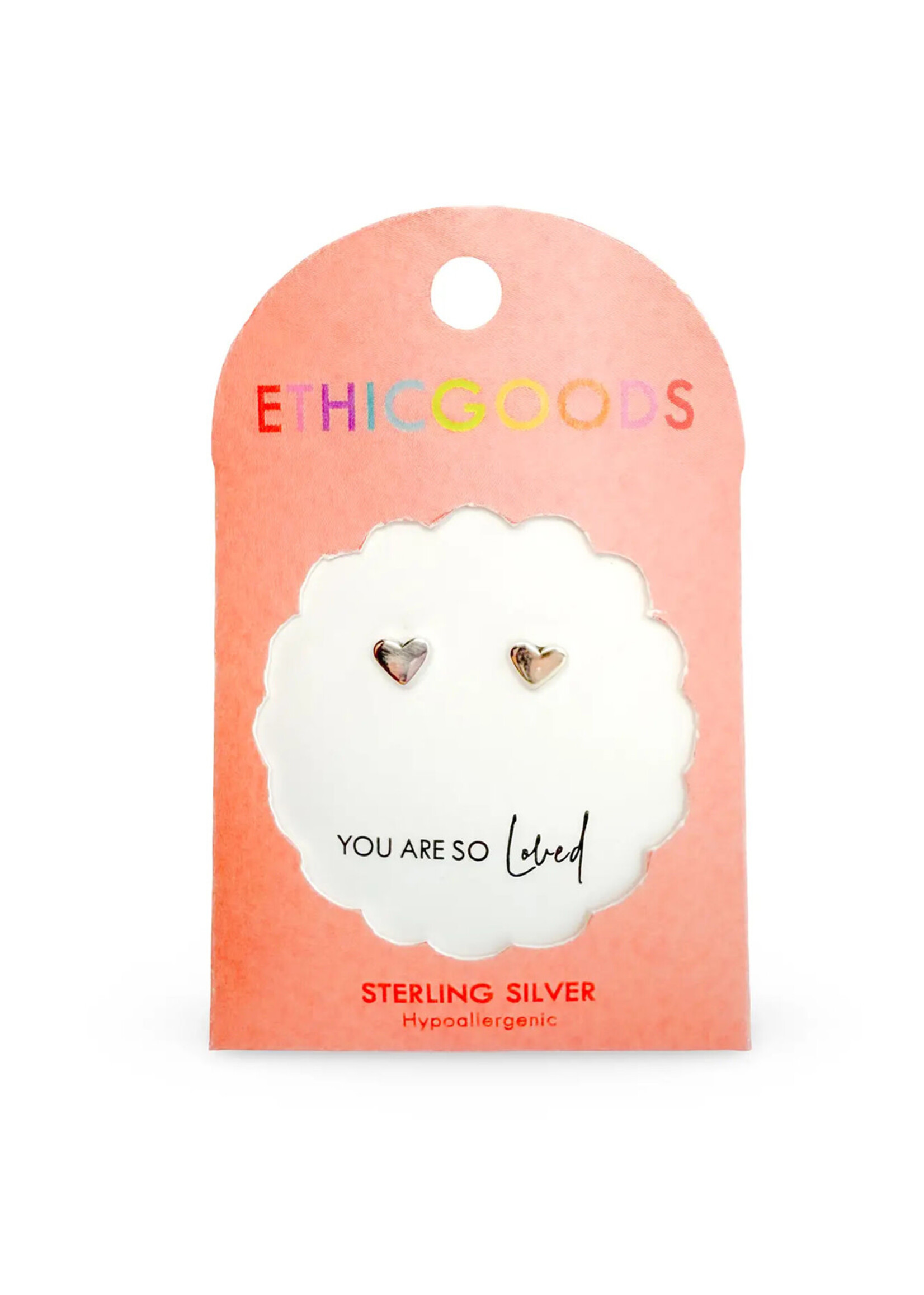 Ethic Goods Tiny Sterling Silver Heart Stud Earrings