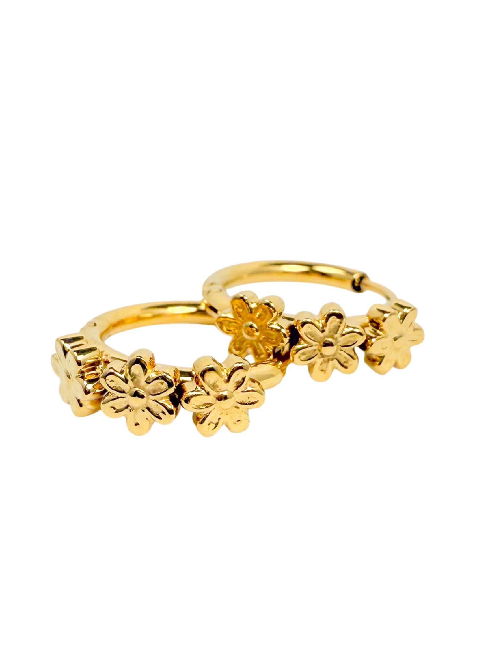 Ethic Goods Gold Daisy Flower Hoop Earrings [18K Gold]