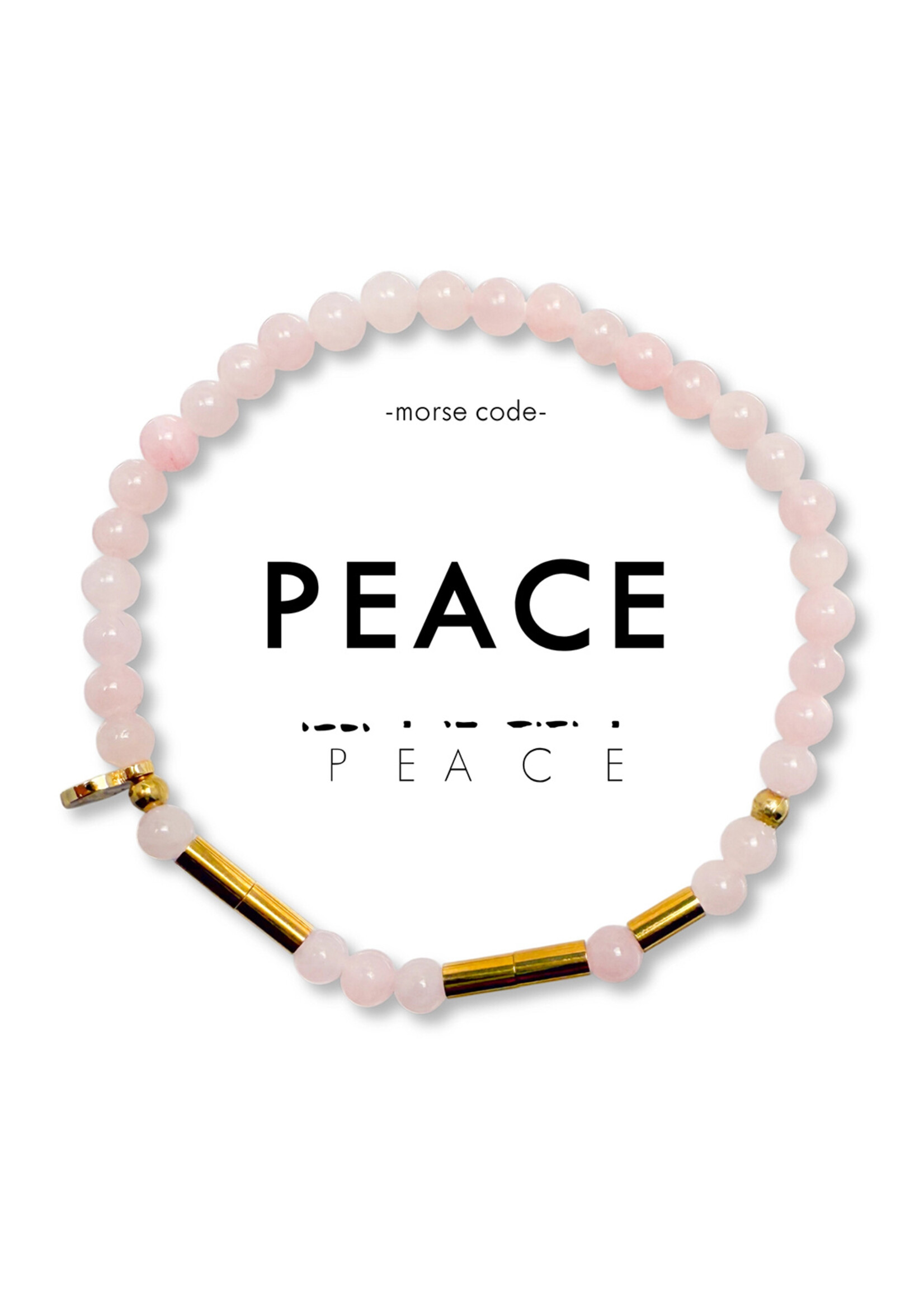 Ethic Goods Morse Code Gold & Stone Beaded Bracelet - PEACE