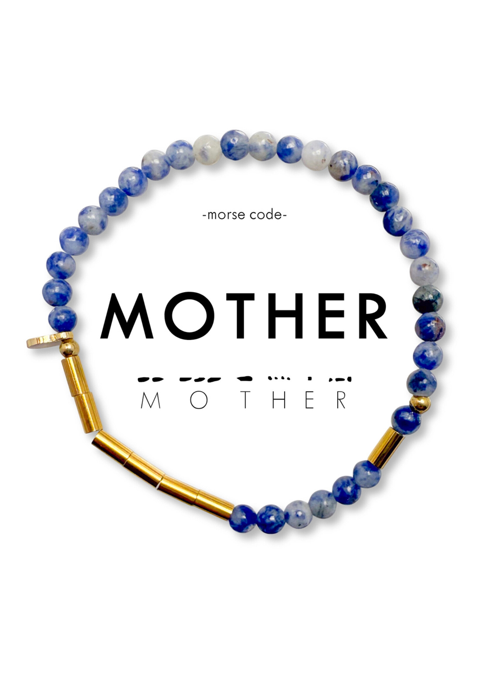 Ethic Goods Morse Code Gold & Stone Beaded Bracelet - MOTHER