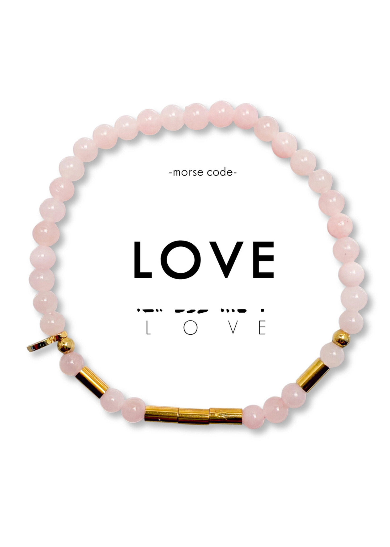 Ethic Goods Morse Code Gold & Stone Beaded Bracelet - LOVE