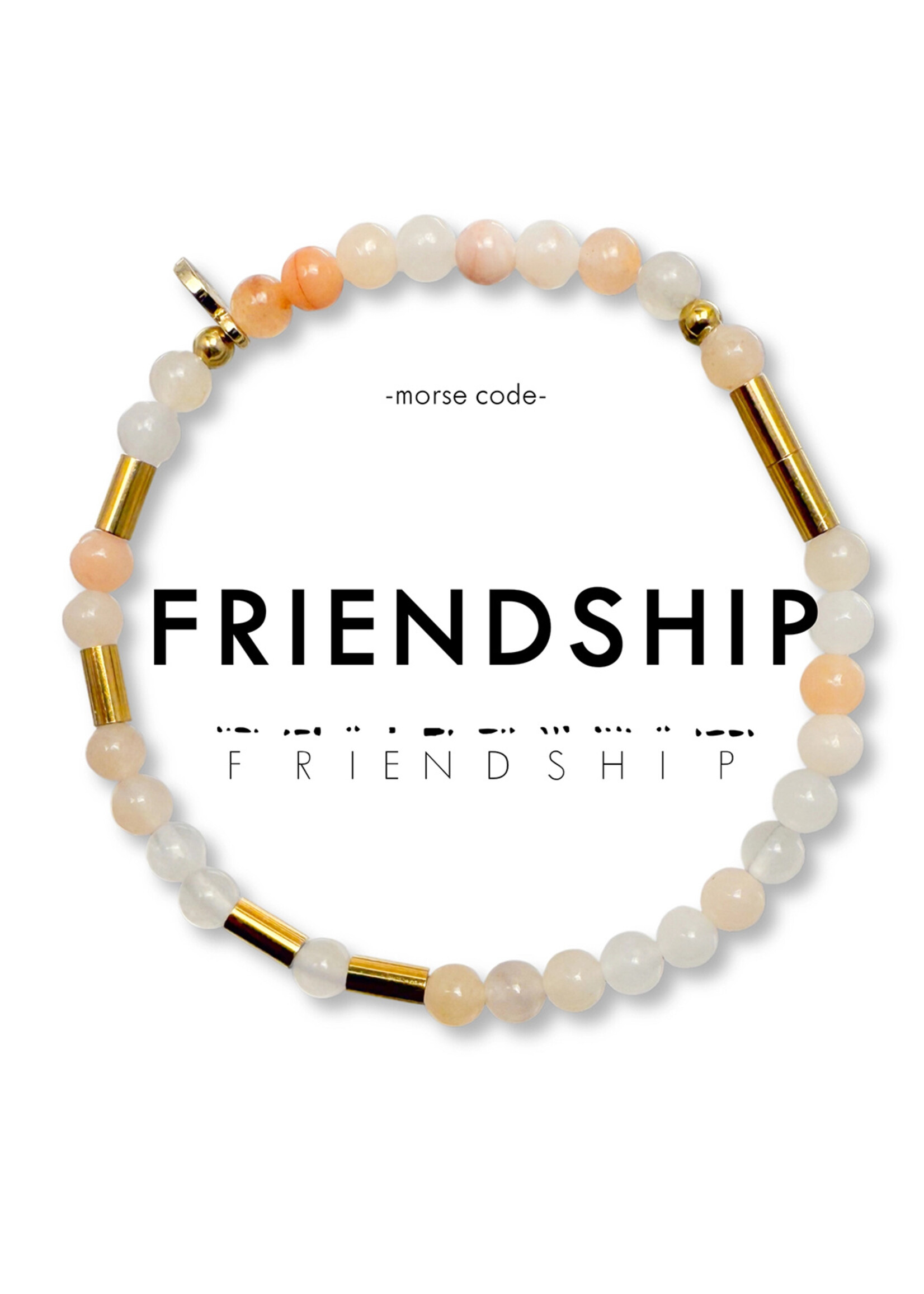 Ethic Goods Morse Code Gold & Stone Beaded Bracelet - FRIENDSHIP