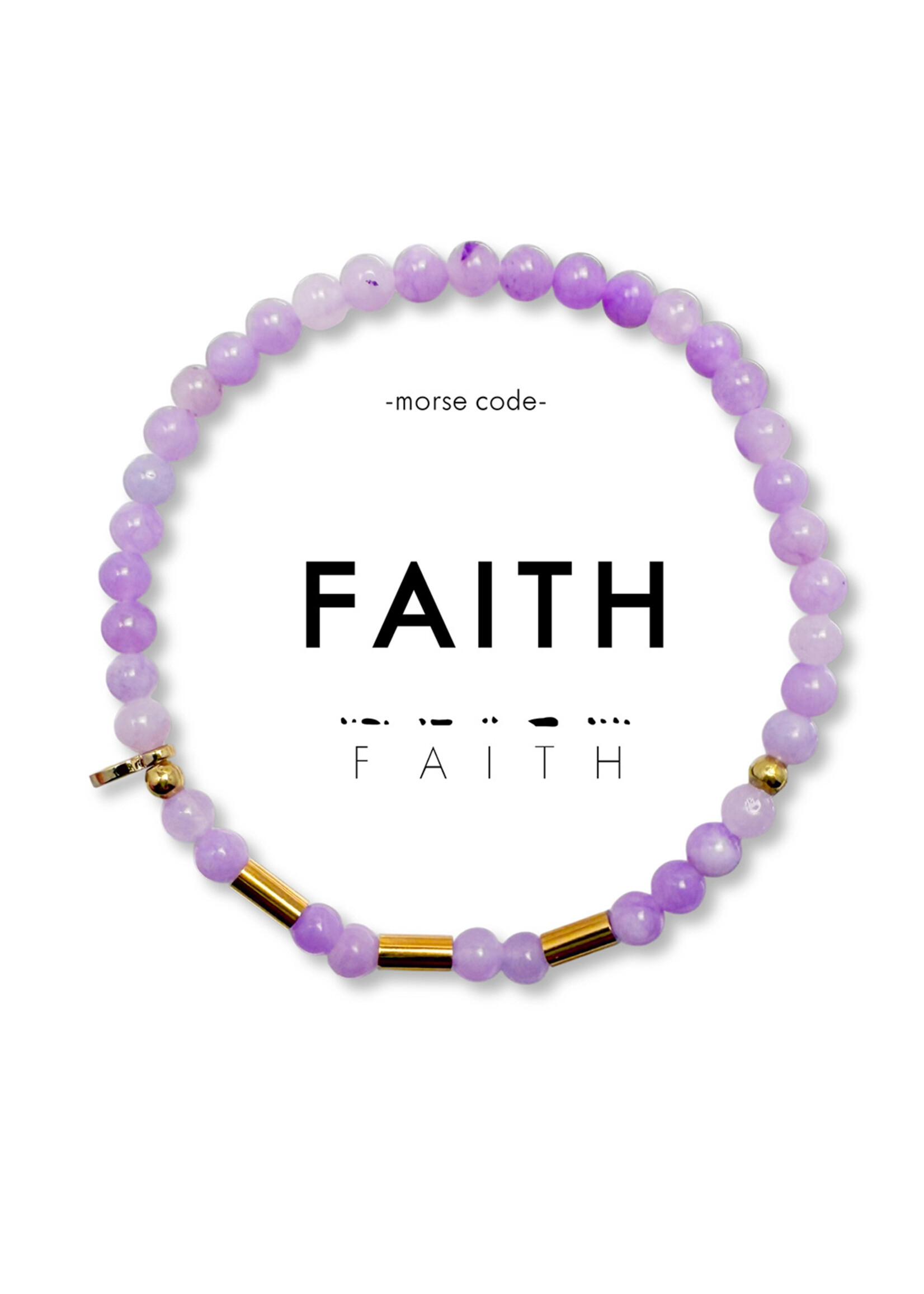 Ethic Goods Morse Code Gold & Stone Beaded Bracelet - FAITH