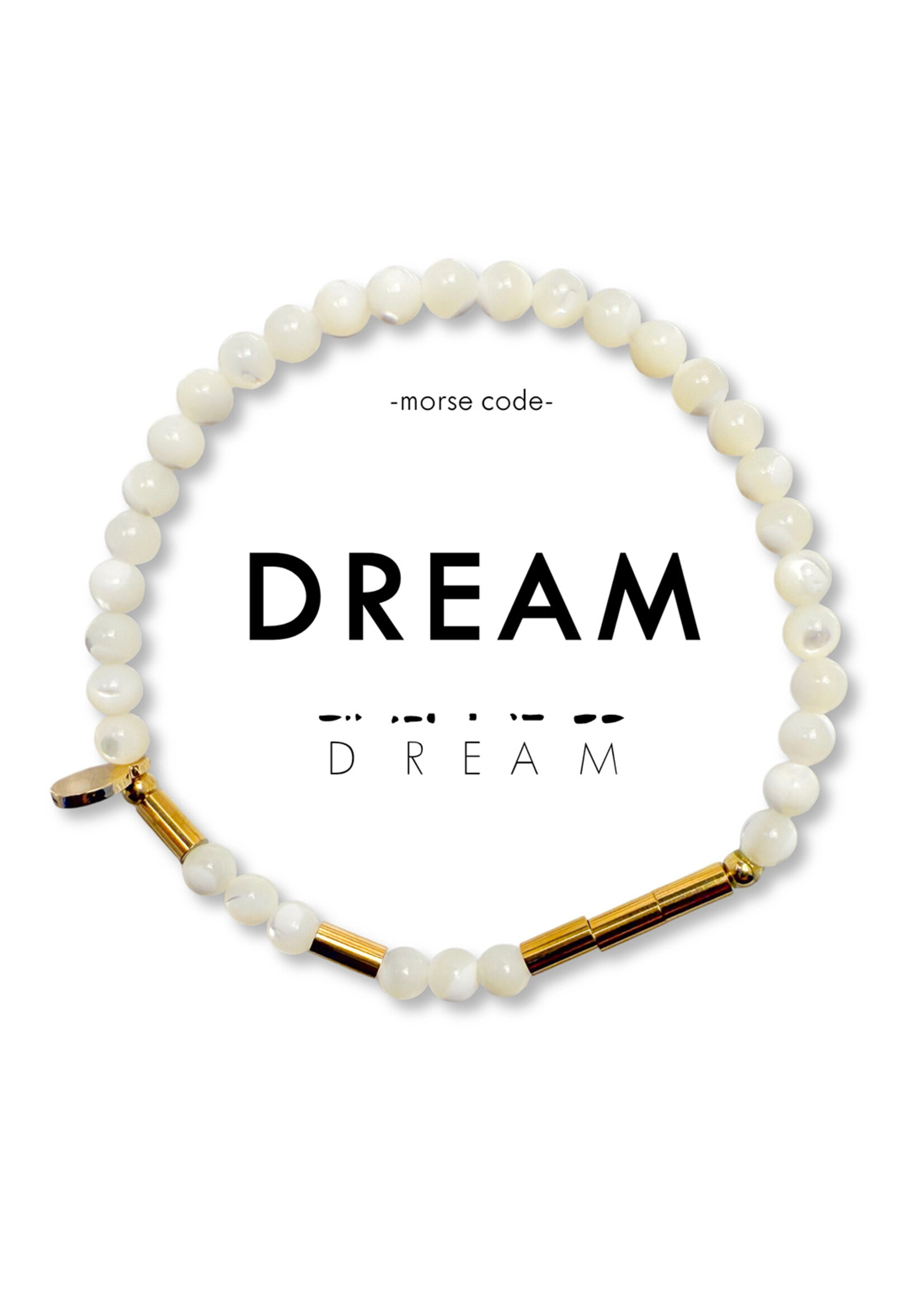 Ethic Goods Morse Code Gold & Stone Beaded Bracelet - DREAM