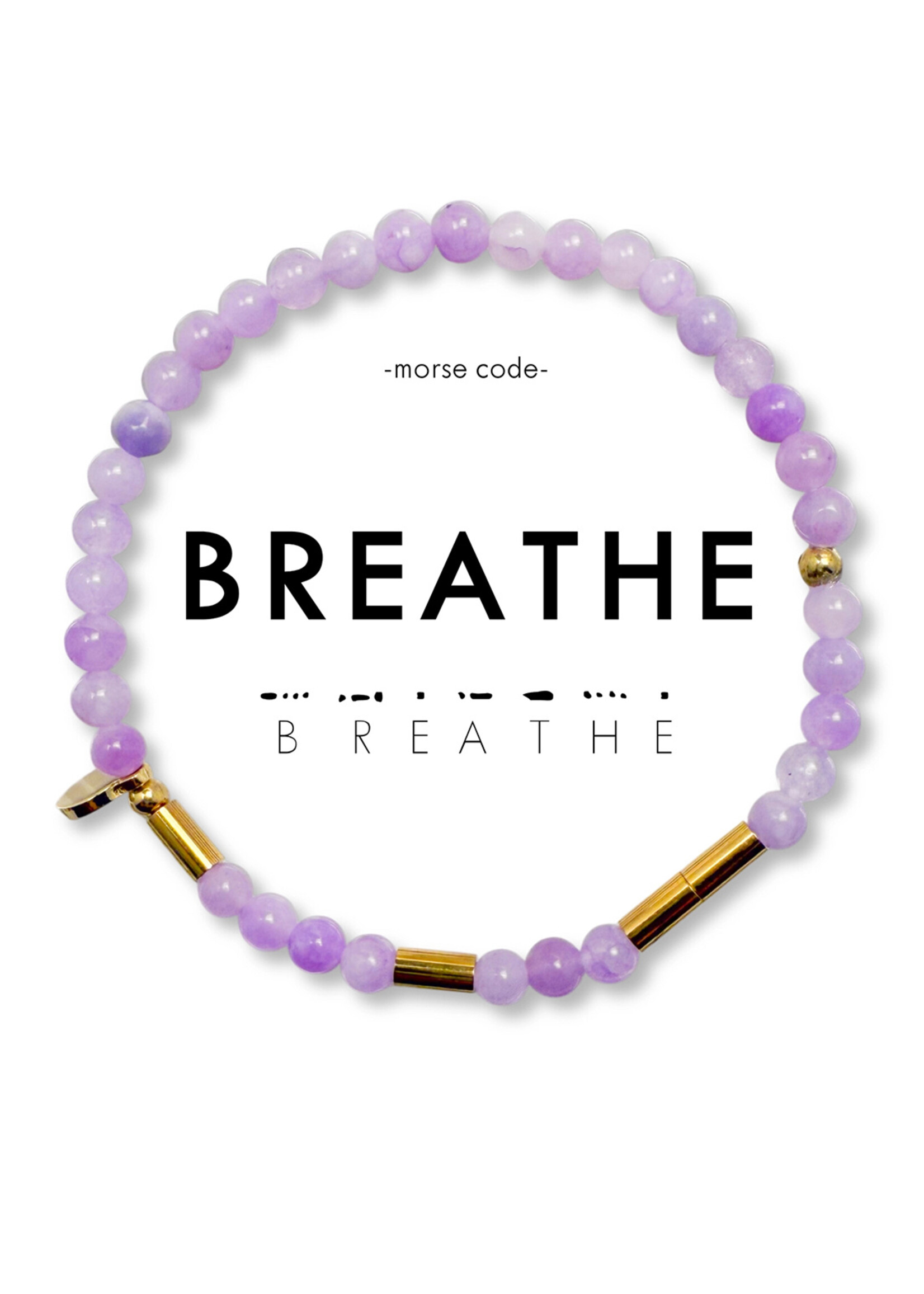 Ethic Goods Morse Code Gold & Stone Beaded Bracelet - BREATHE
