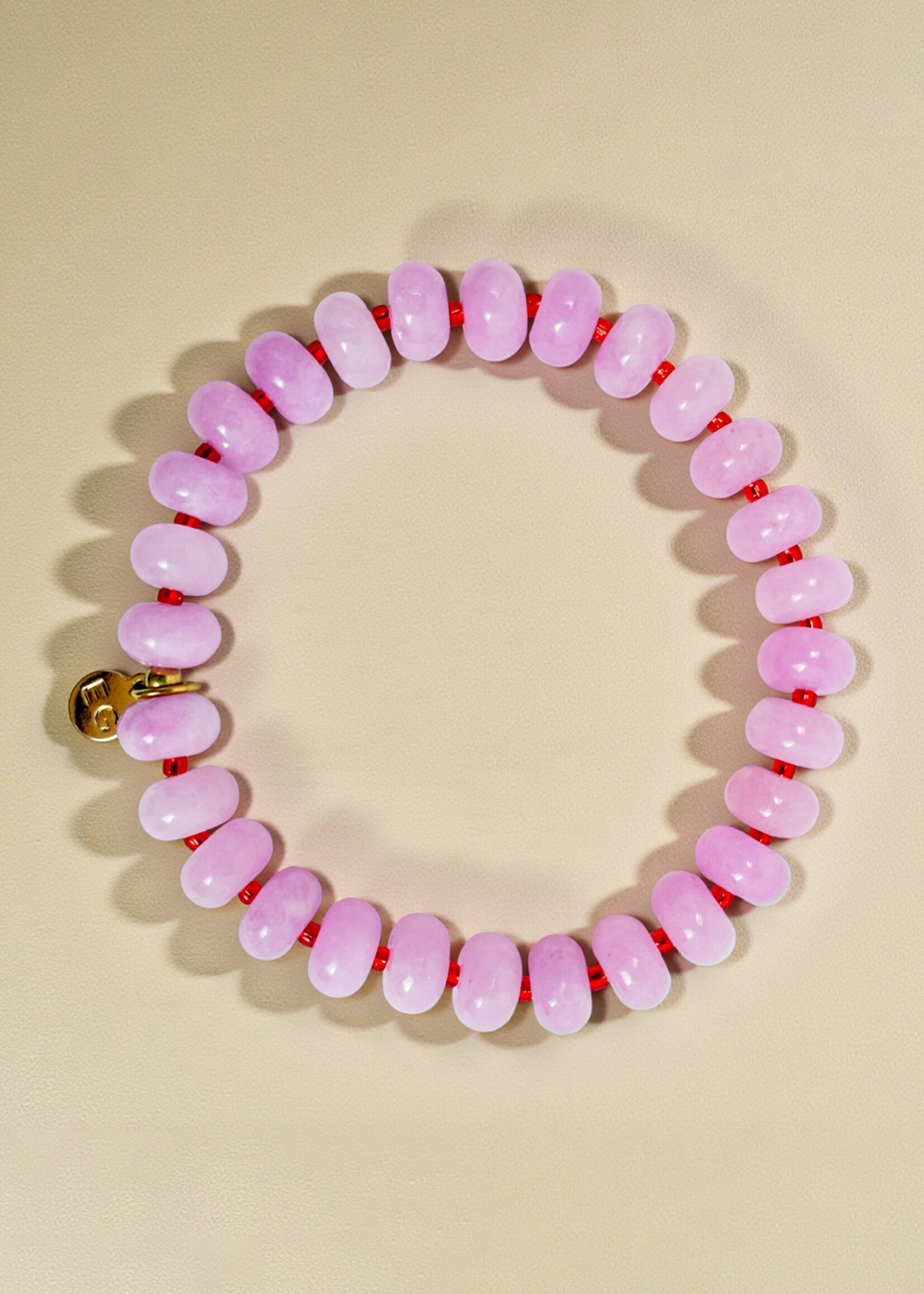 Ethic Goods Rose Pink Quartz Rondelle Gemstone Beaded Bracelet
