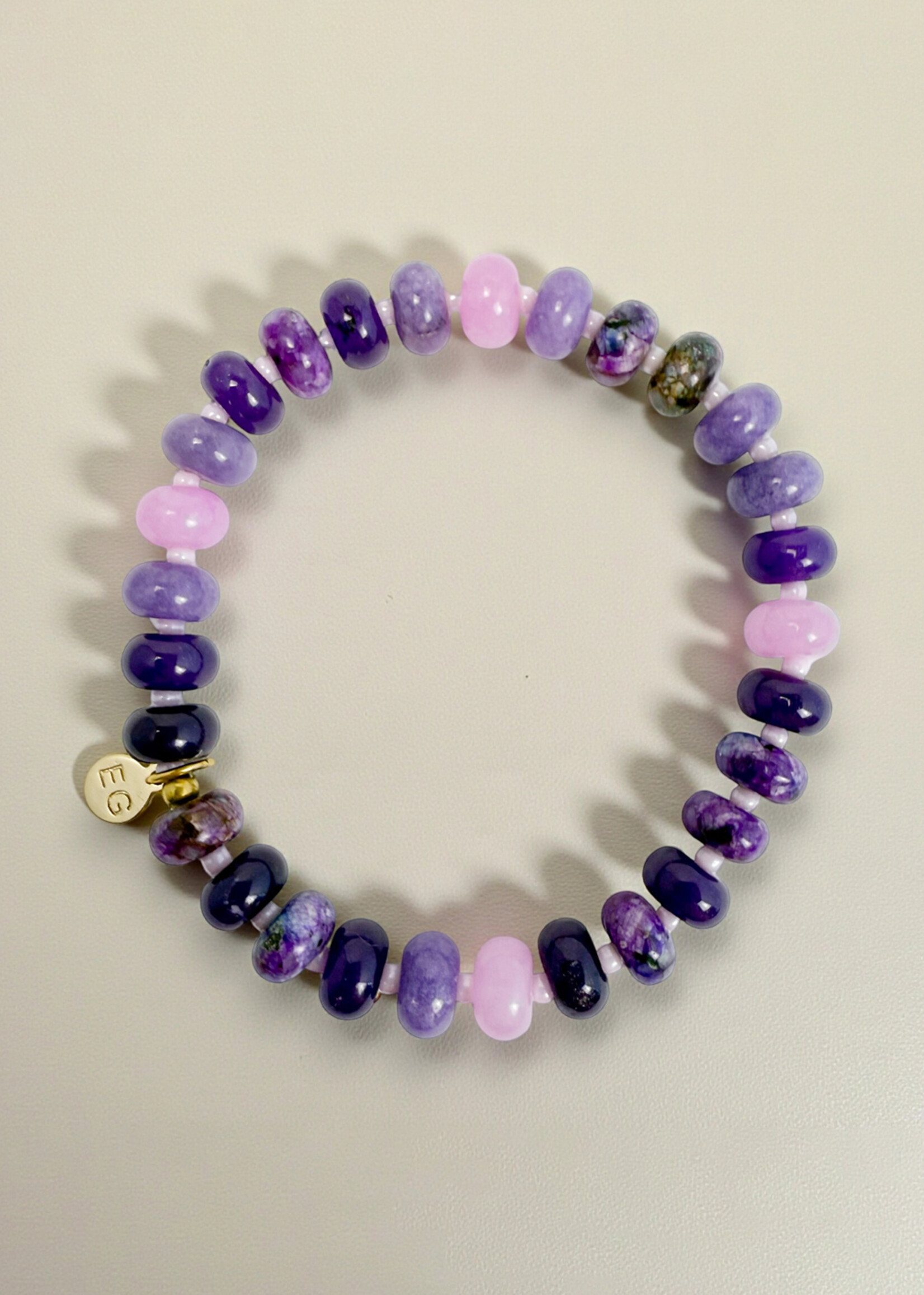 Ethic Goods Lavender Haze Rondelle Gemstone Beaded Bracelet