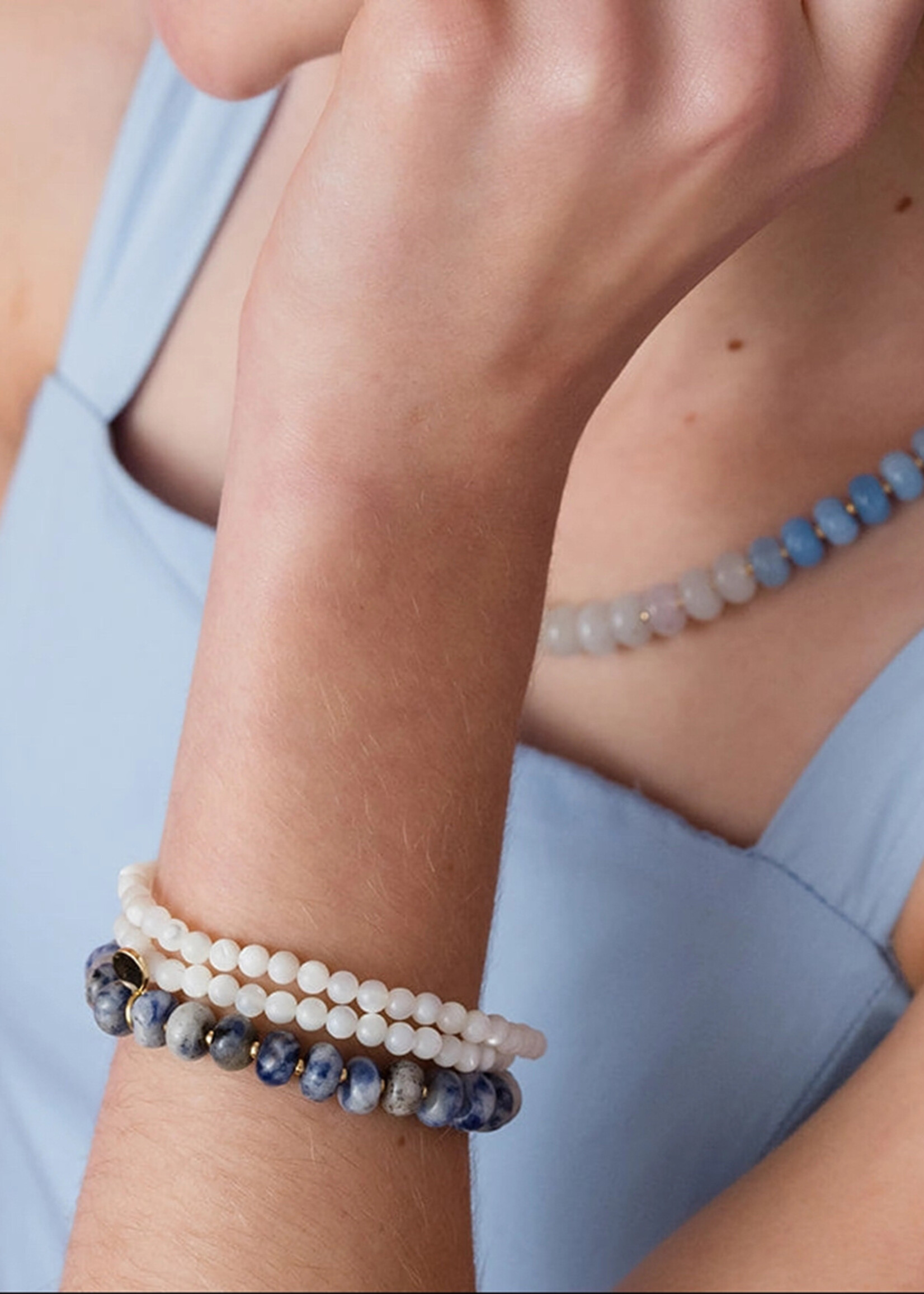Ethic Goods Lapis Rondelle Gemstone Beaded Bracelet