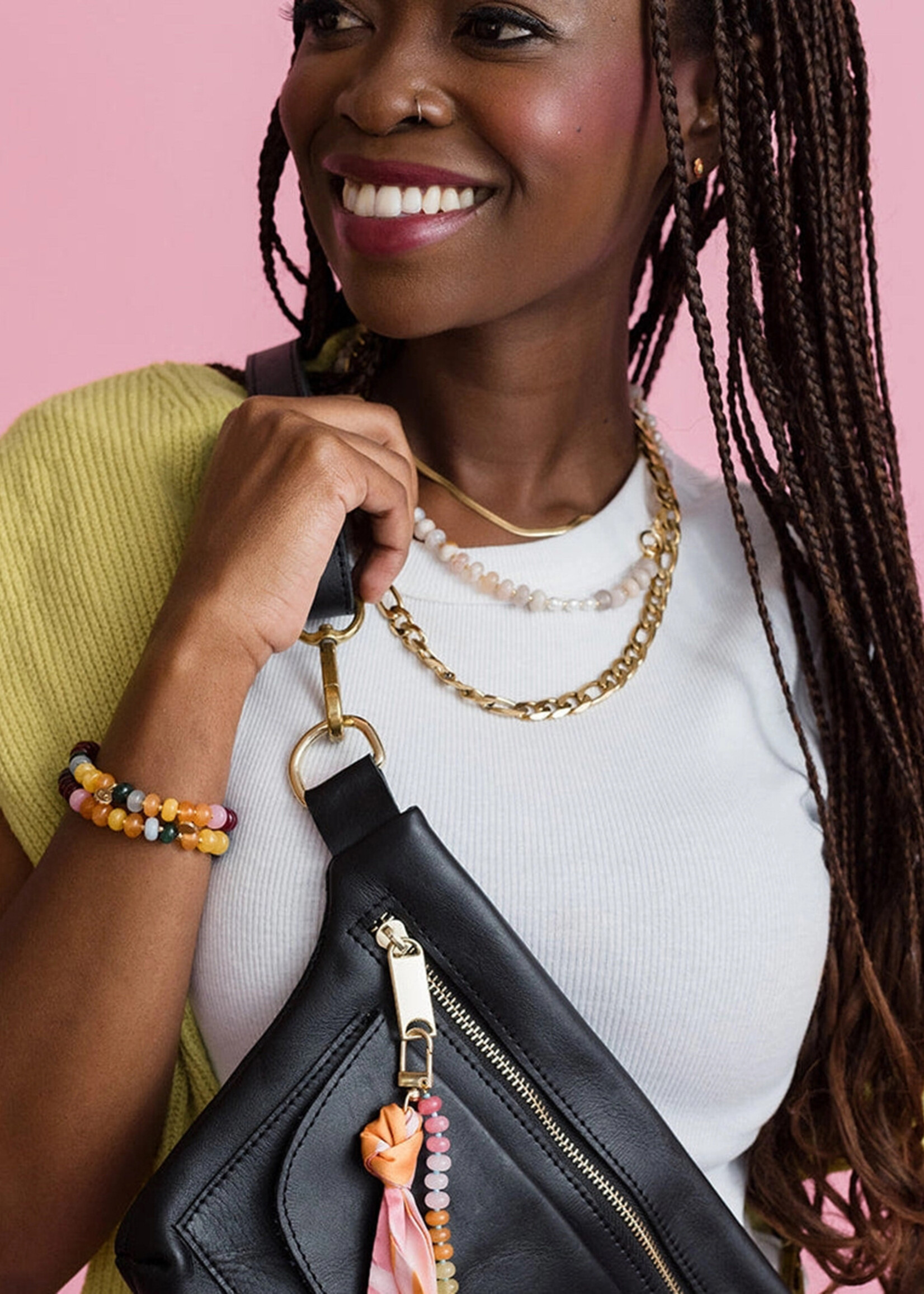 Ethic Goods Harvest Rainbow Rondelle Gemstone Beaded Bracelet