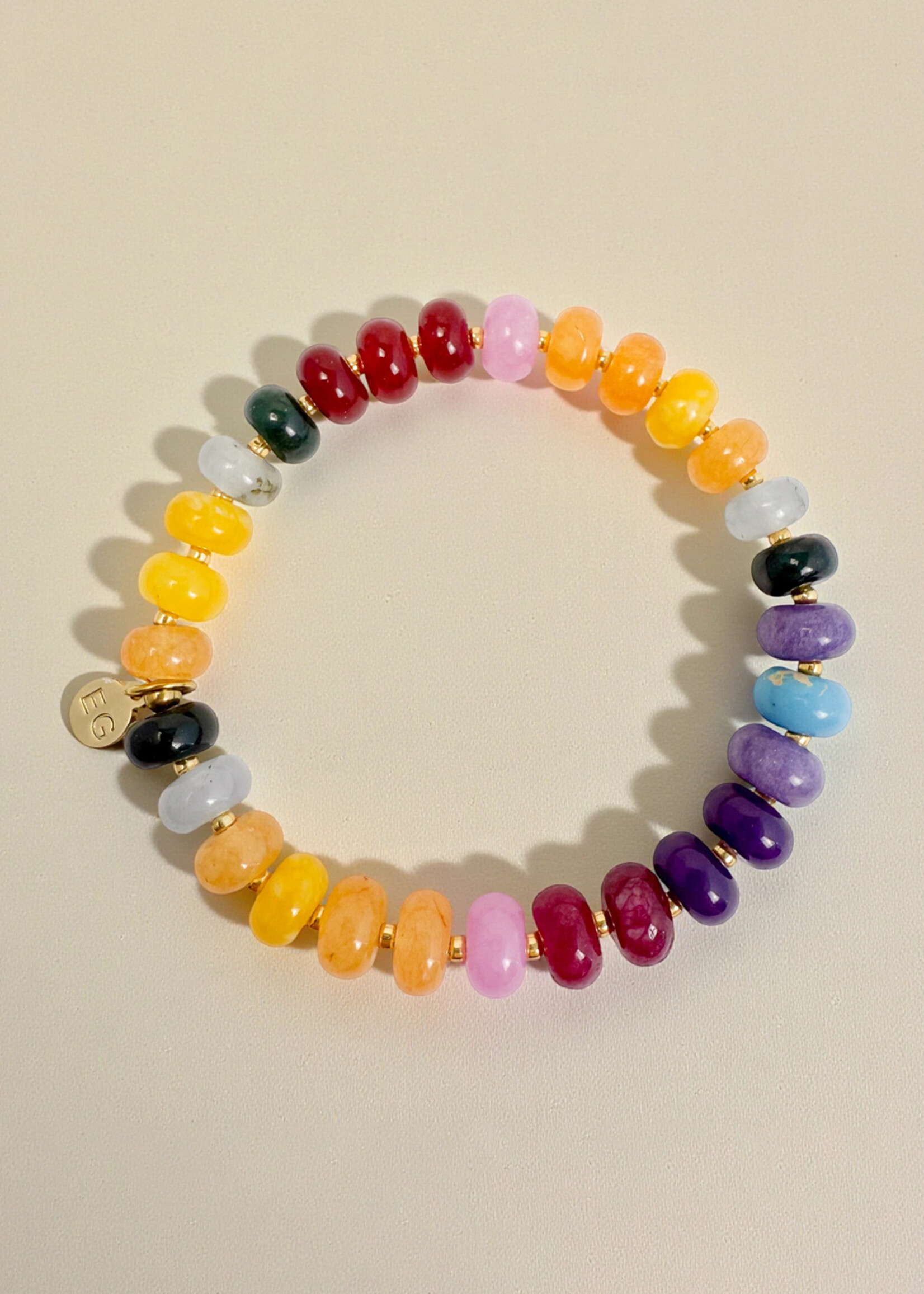 Ethic Goods Harvest Rainbow Rondelle Gemstone Beaded Bracelet