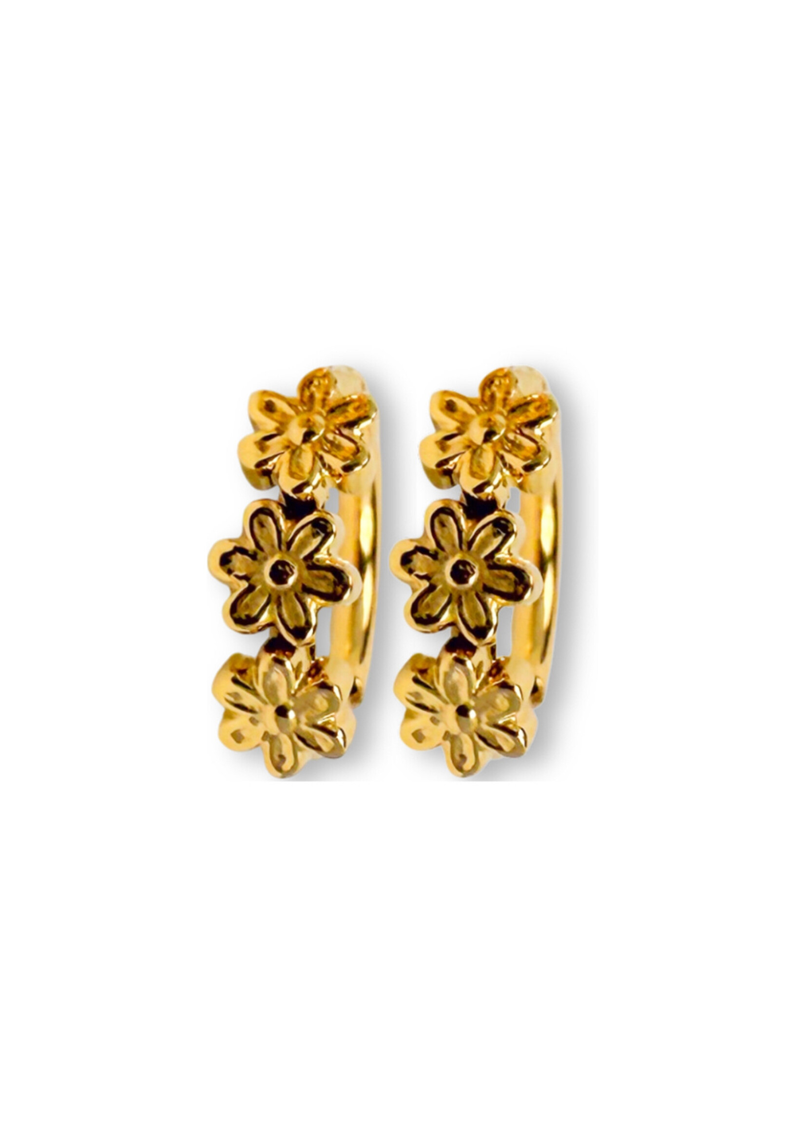 Ethic Goods Gold Daisy Flower Hoop Earrings [18K Gold]