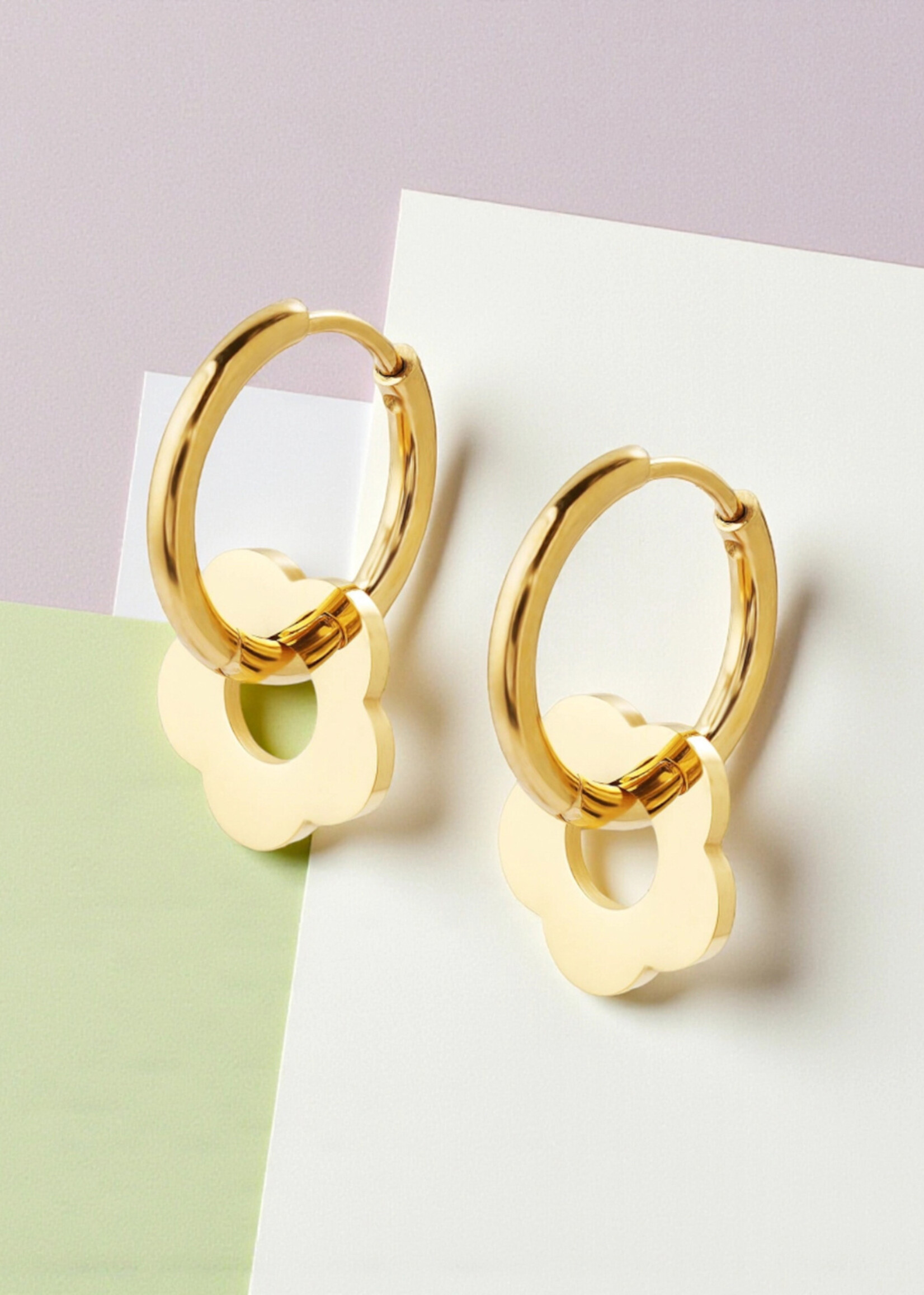 Ethic Goods Flower Hoop Earrings [18K Gold]