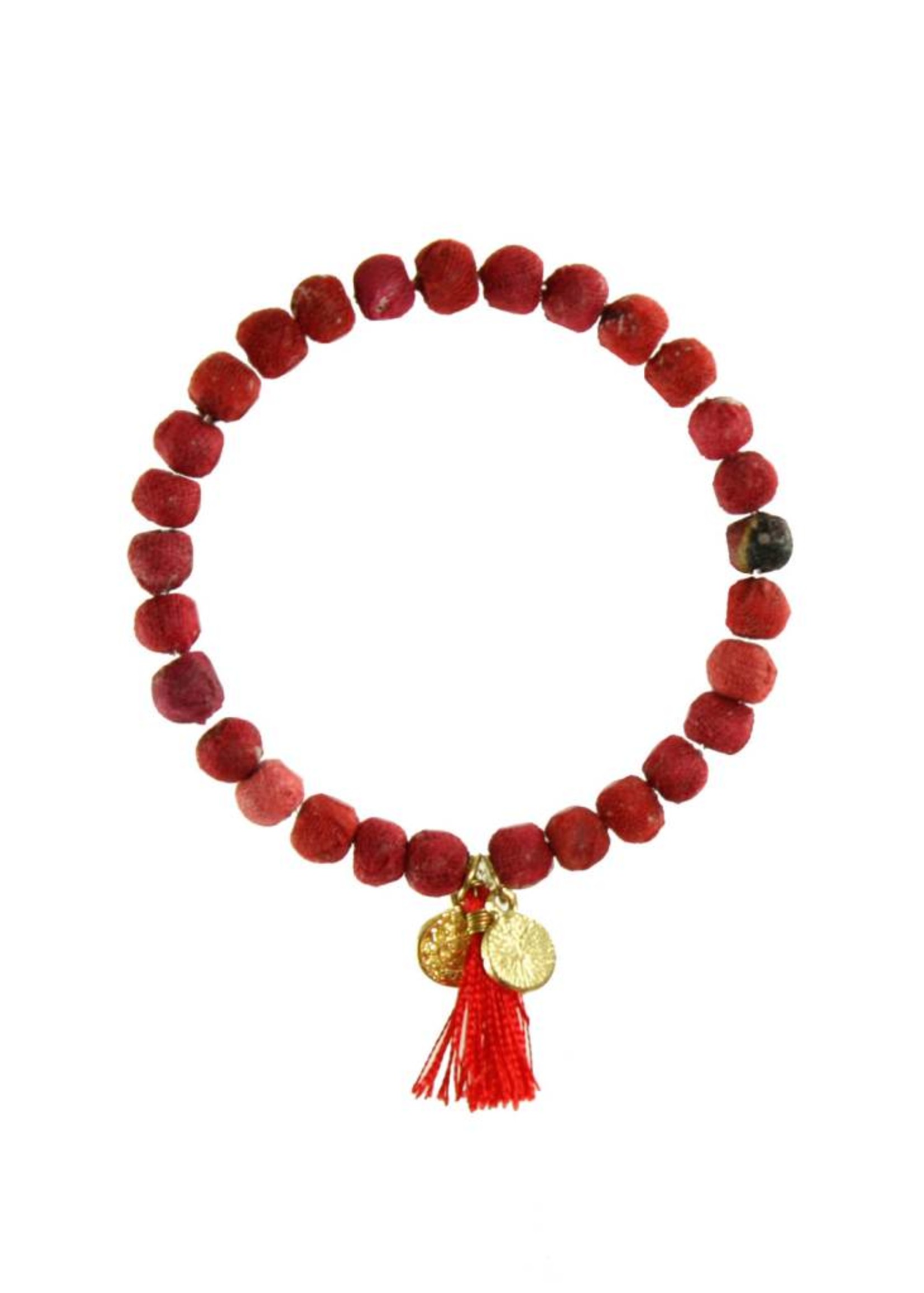 WorldFinds Red Kantha Love Connection Bracelet