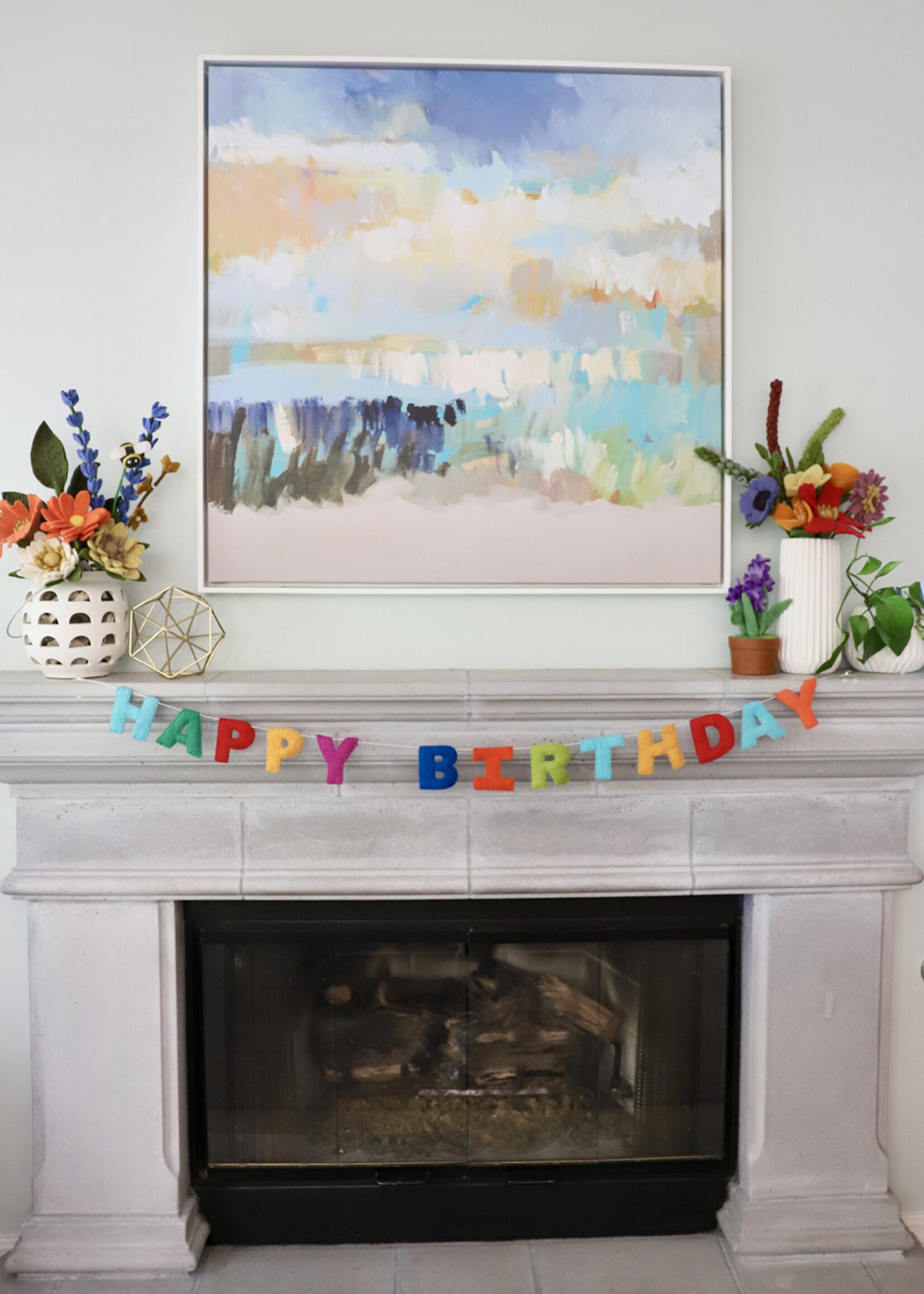 Ganesh Himal Felt Happy Birthday Banner