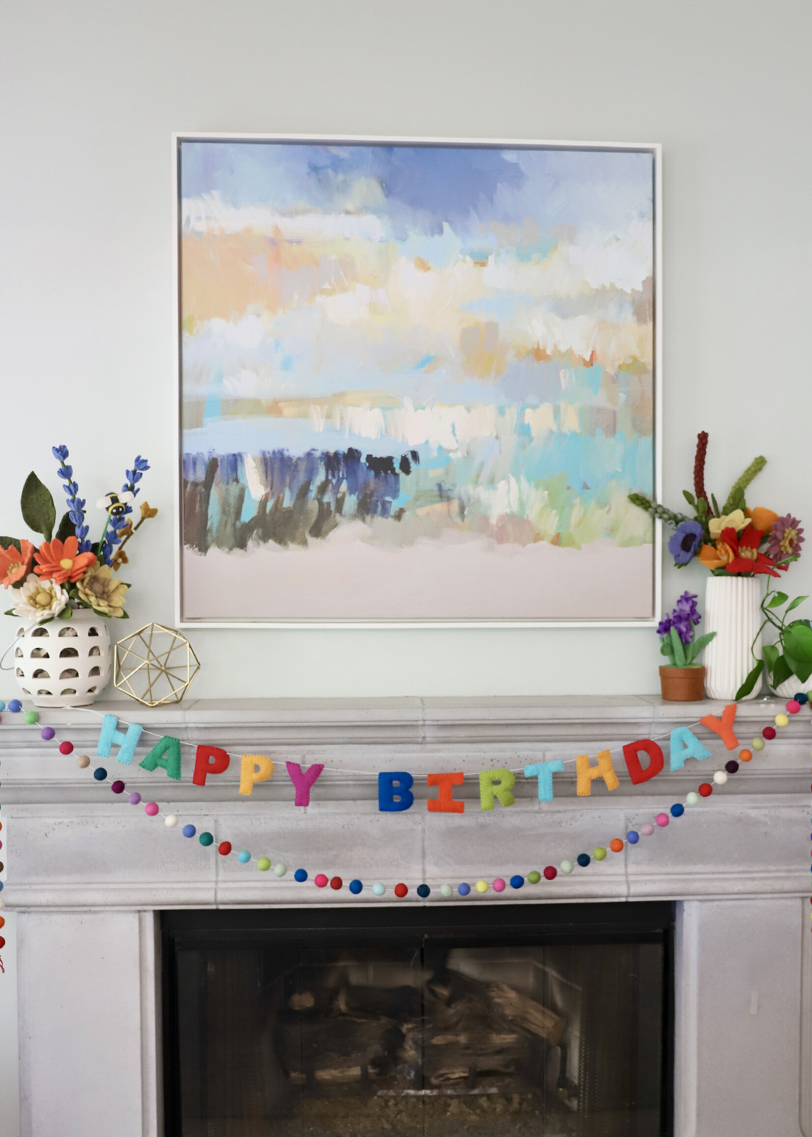 Ganesh Himal Felt Happy Birthday Banner