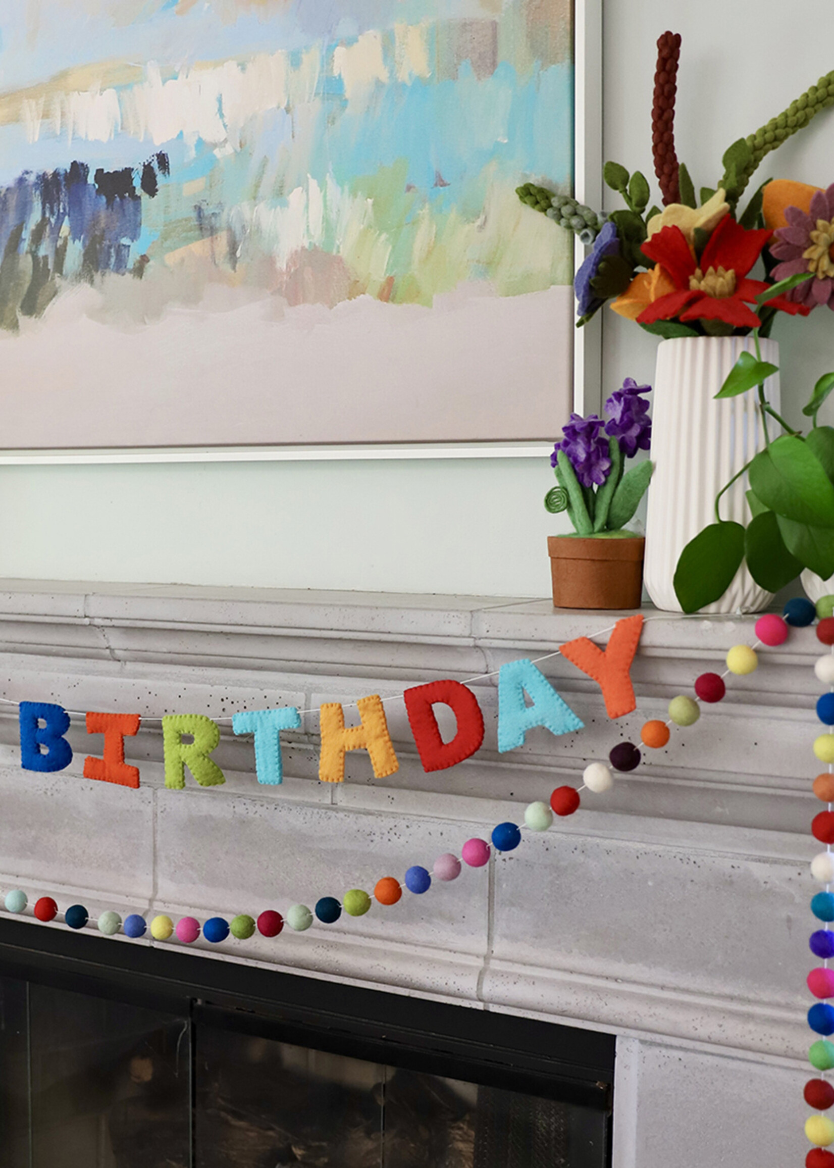 Ganesh Himal Felt Happy Birthday Banner