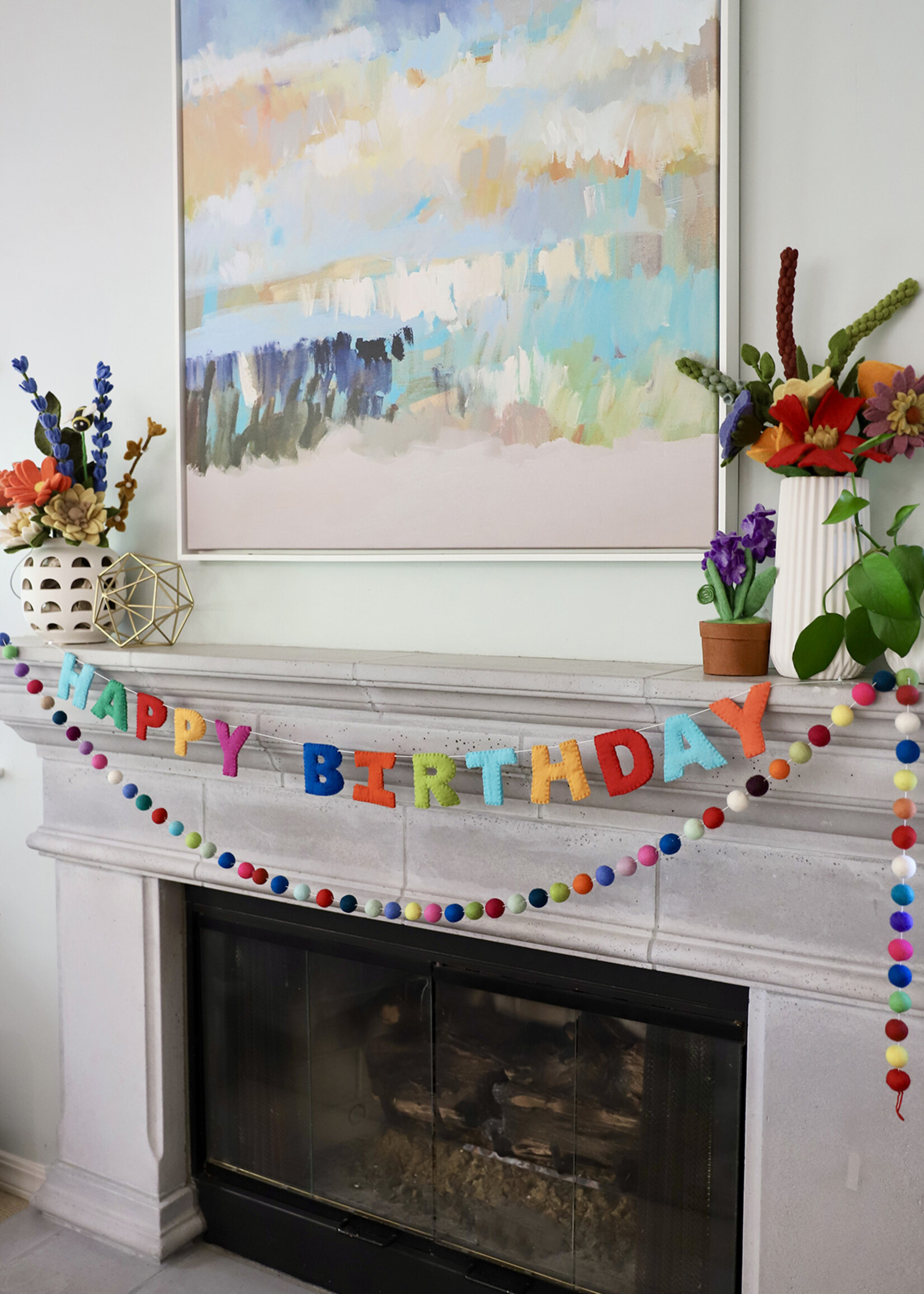 Ganesh Himal Felt Happy Birthday Banner