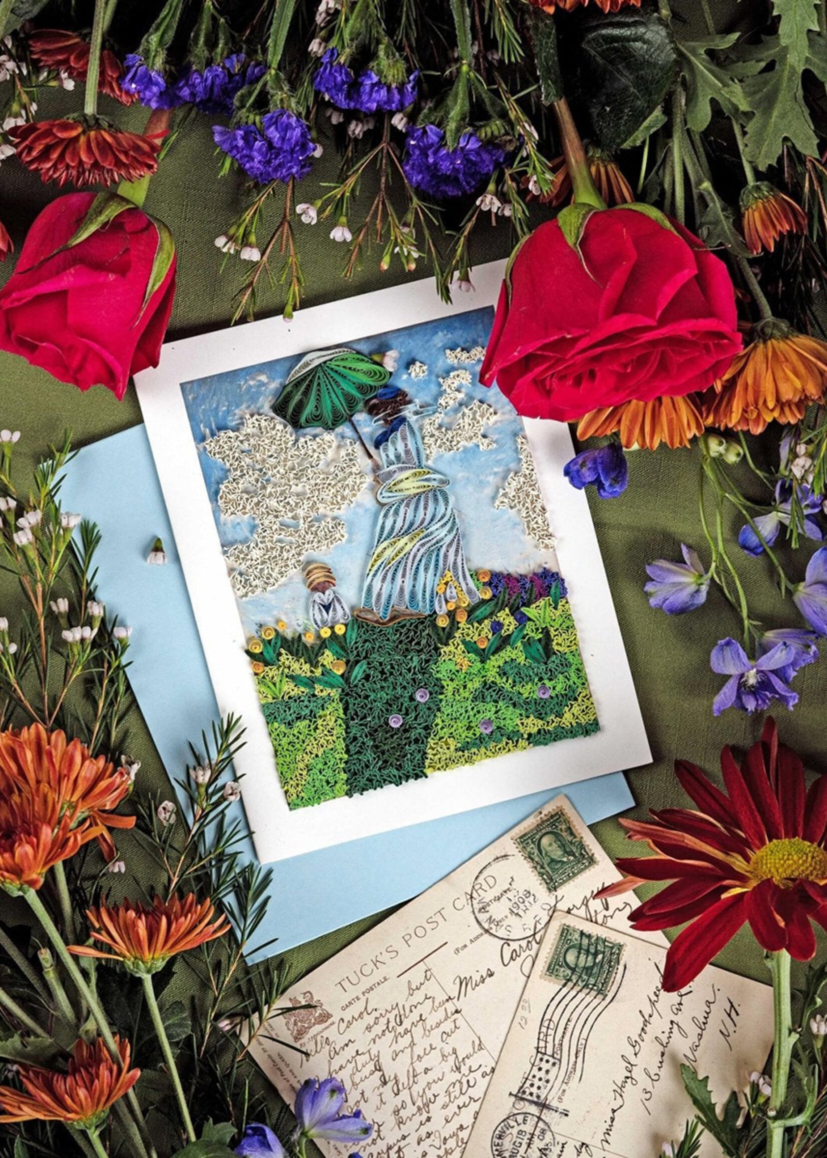 Quilling Cards Women with a Parasol - Artist Series Quilling Card
