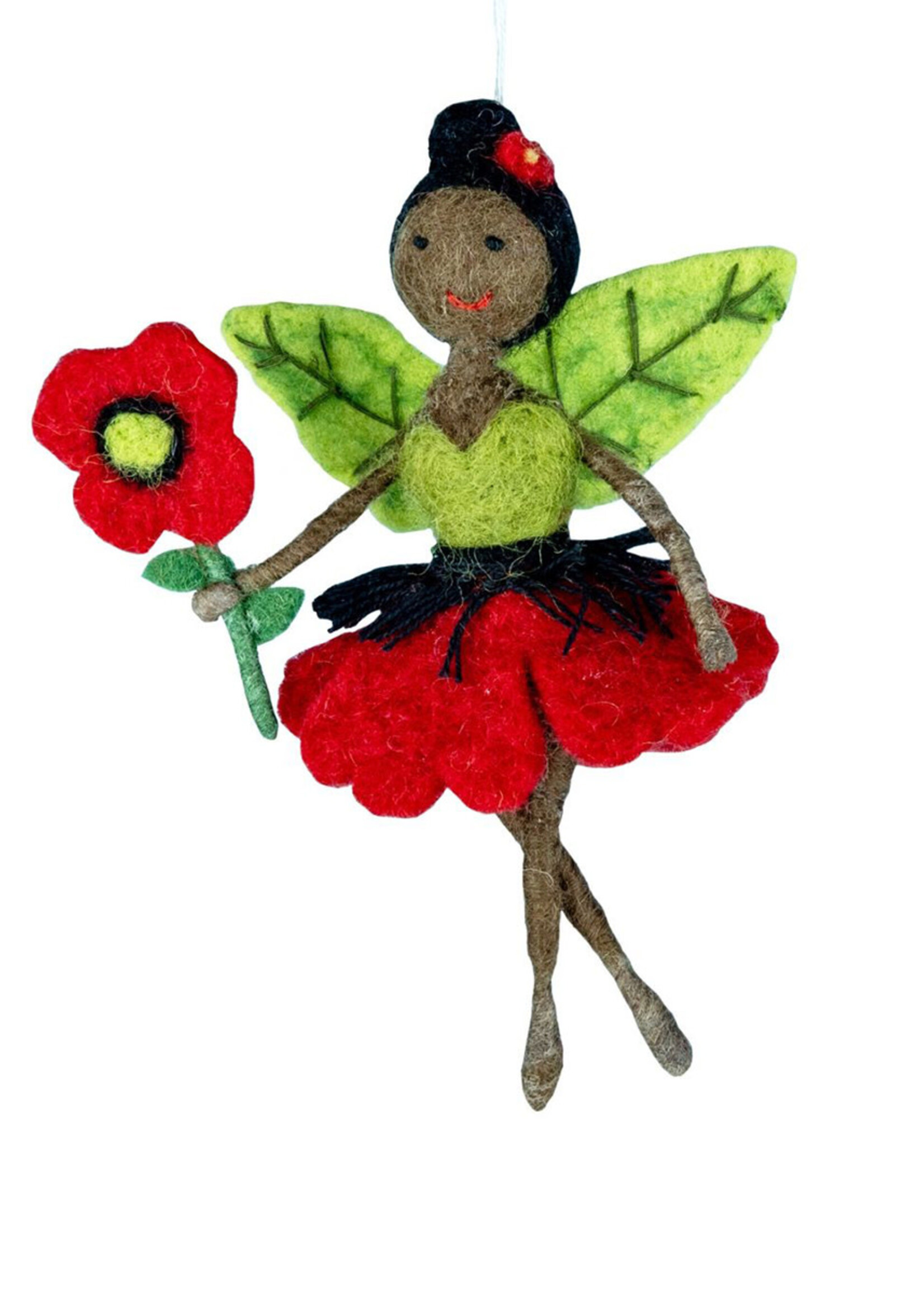 dZi Poppy Flower Fairy Felt Ornament