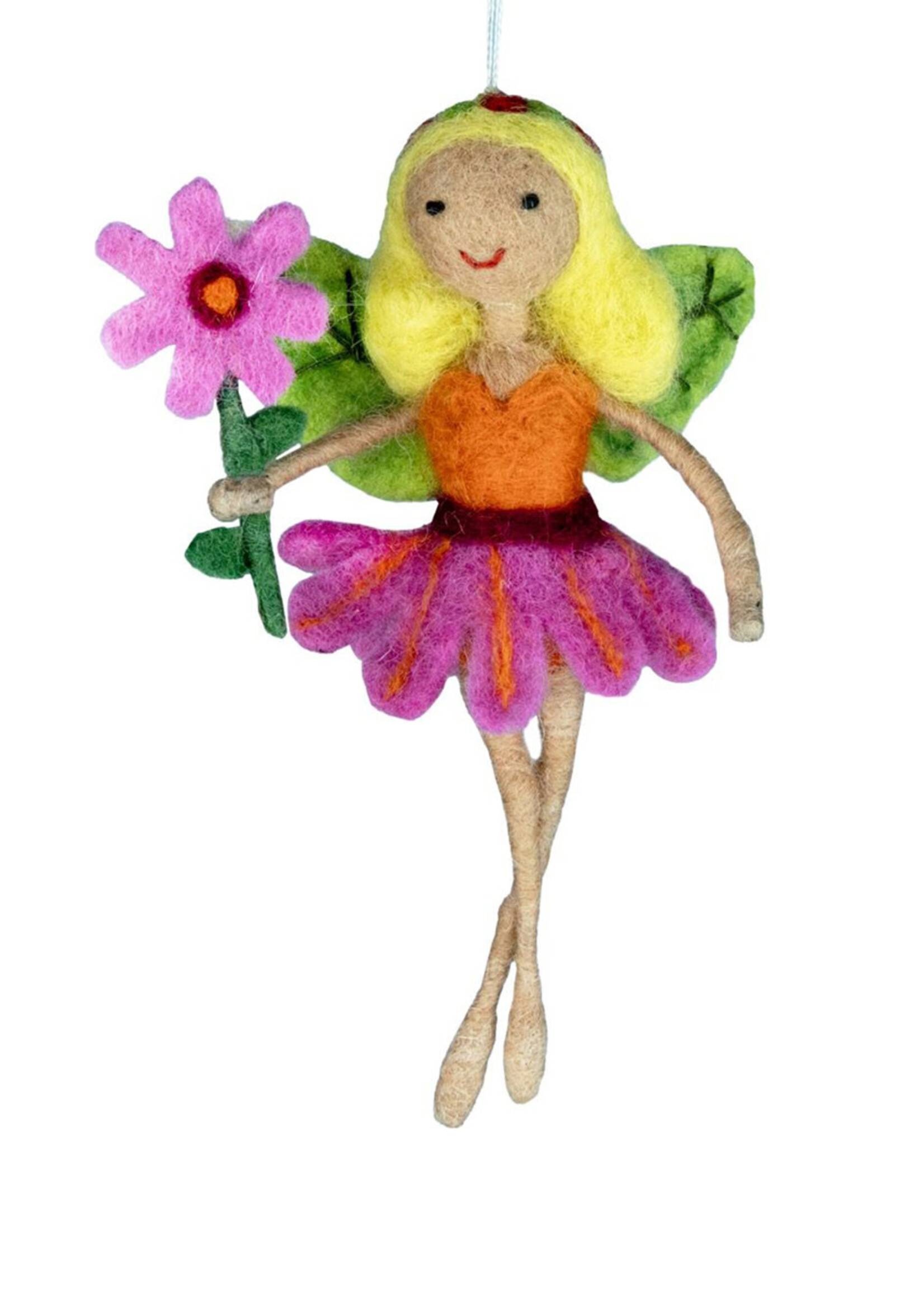 dZi Cosmos Flower Fairy Felt Ornament