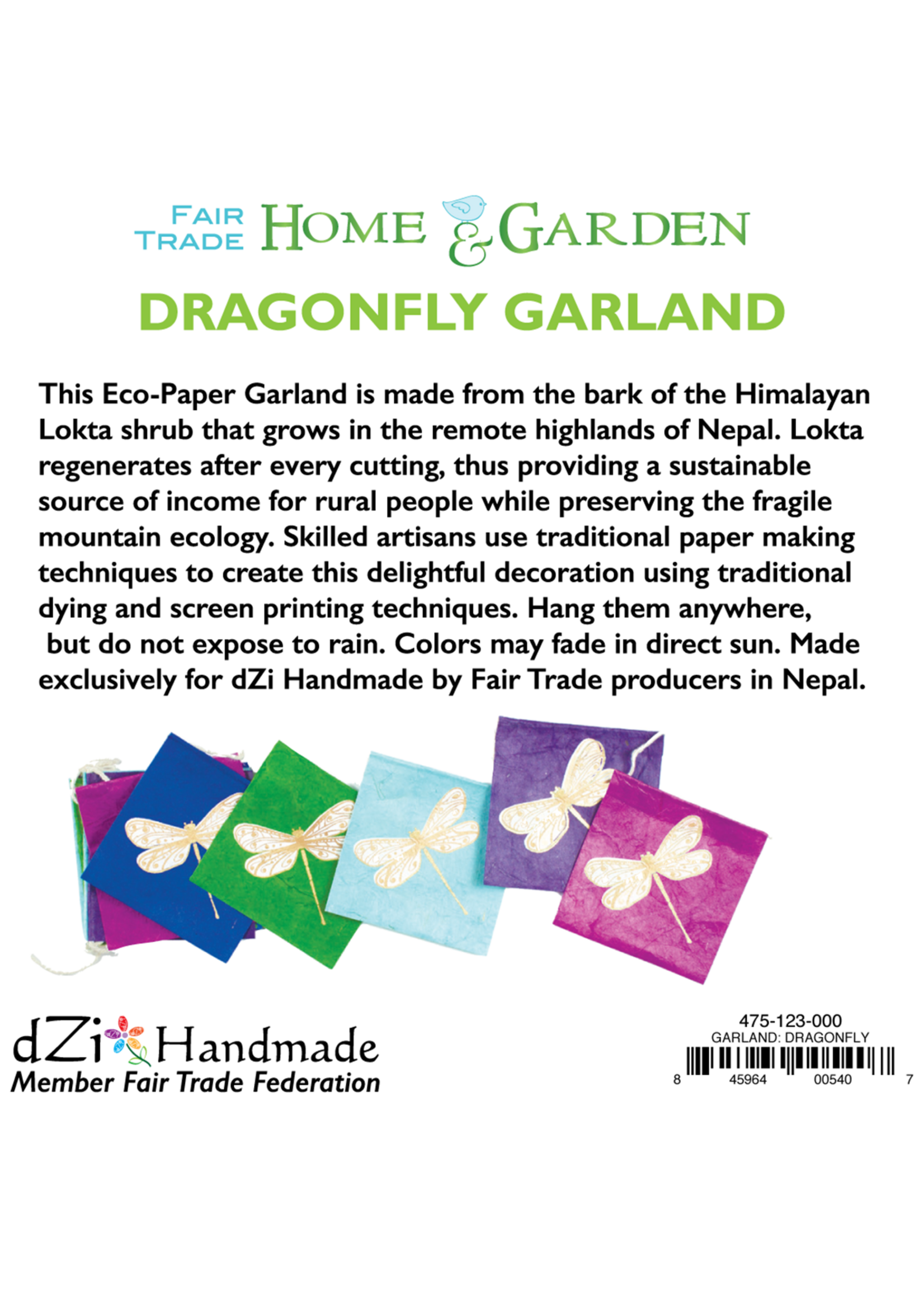 dZi Dragonfly Paper Garland